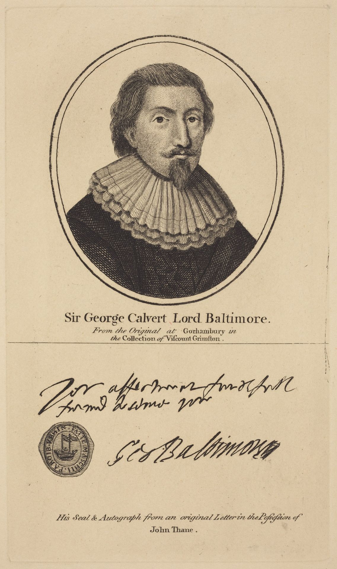 Sir George Calvert, Lord Baltimore by John Thane