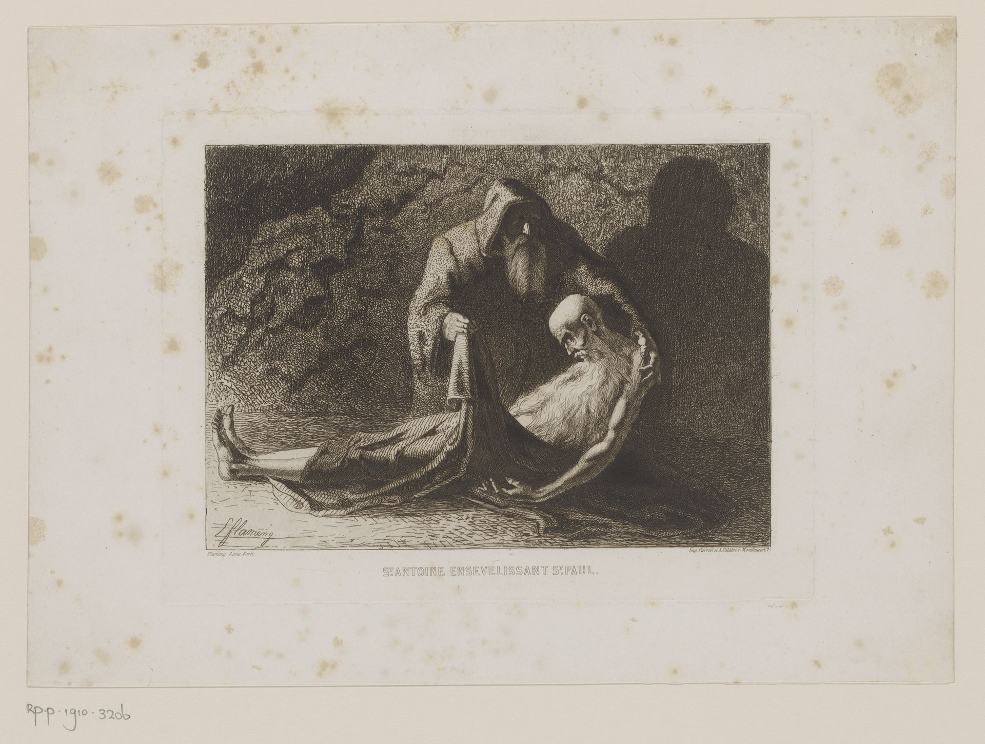 Antonius begraaft Paulus by Léopold Flameng