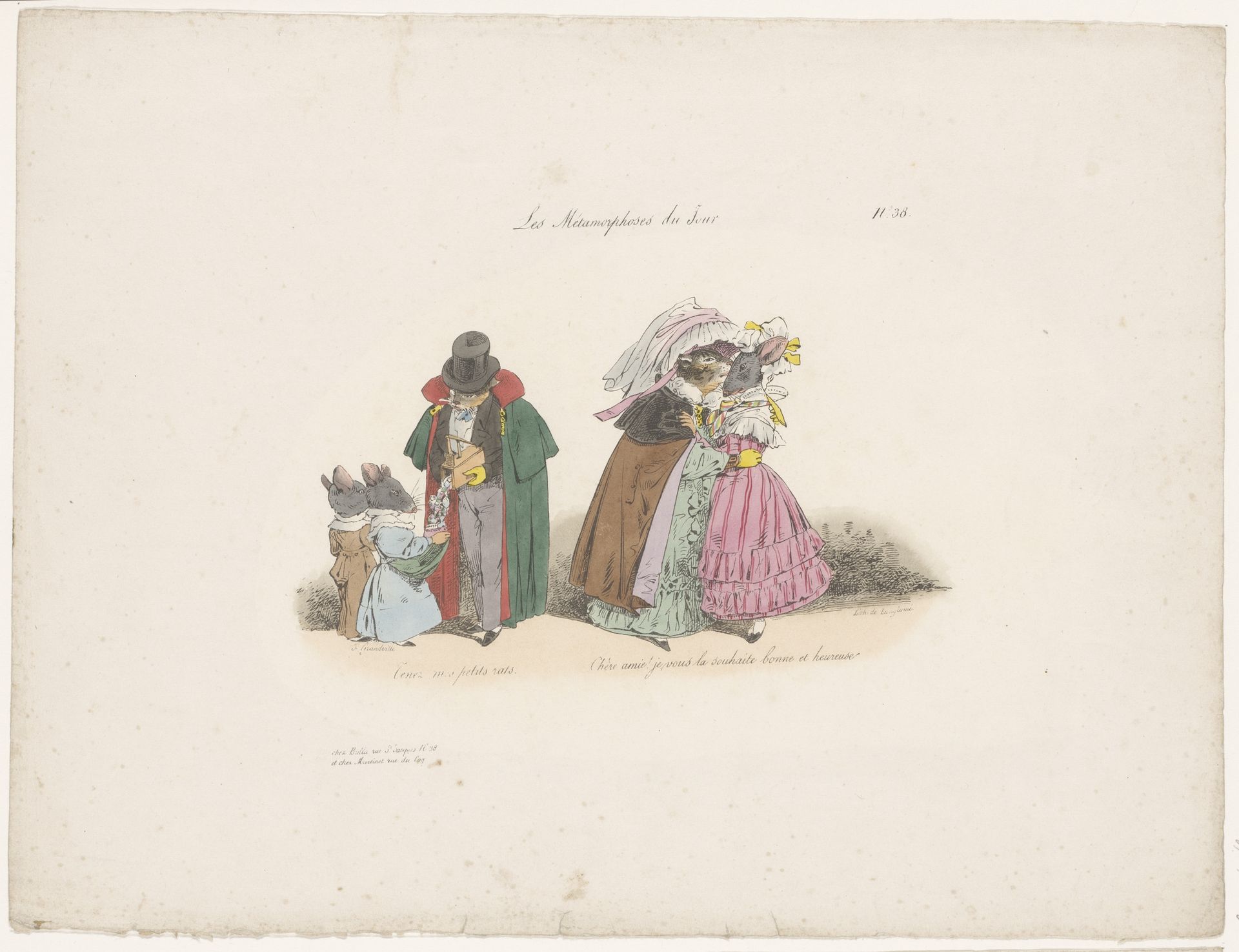 Katten gedragen zich vriendelijk tegen muizen by Jean Ignace Isidore Gérard Grandville