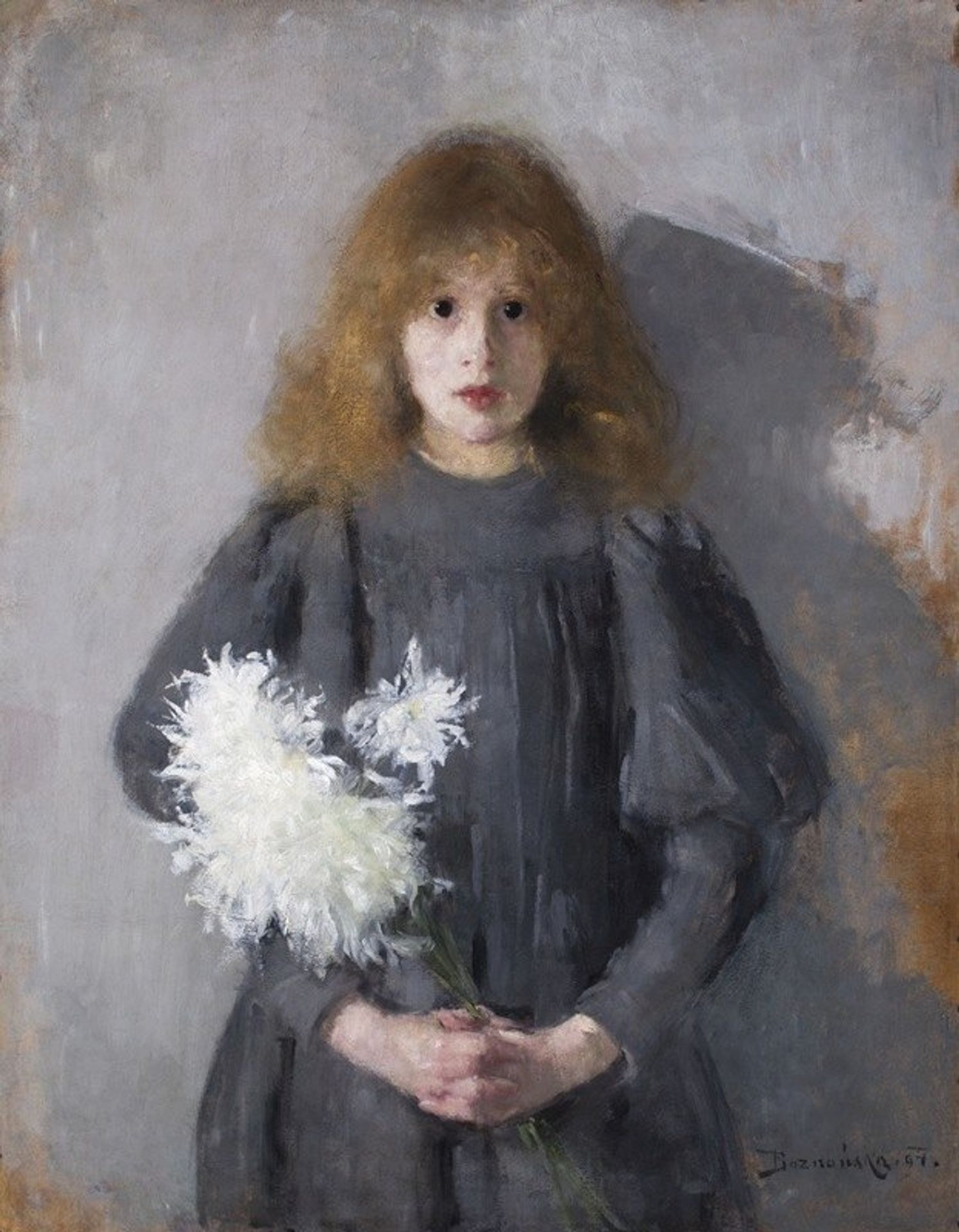 Girl with Chrysanthemums by Olga Boznanska