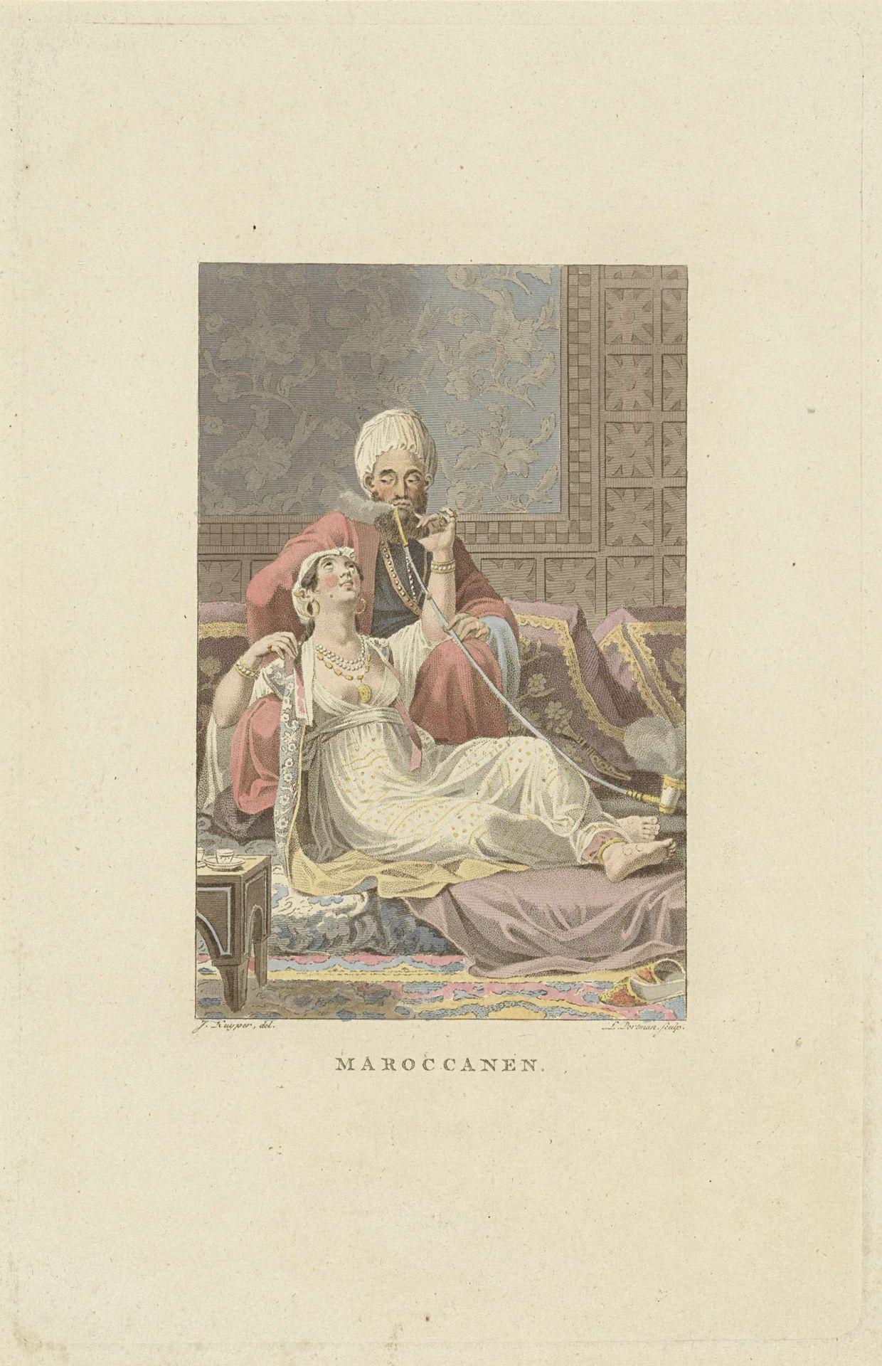 Marokkaans paar in theehuis by Ludwig Gottlieb Portman