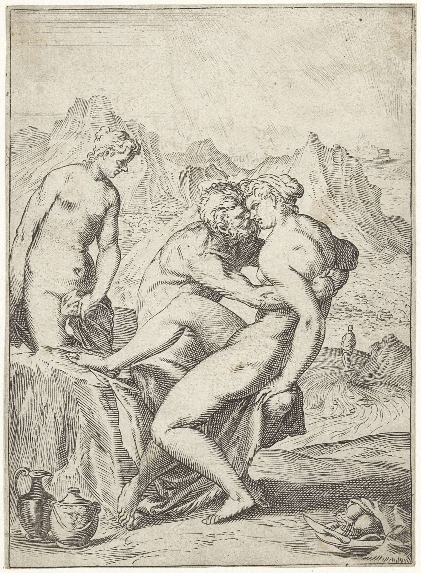 Lot en zijn dochters by Agostino Carracci