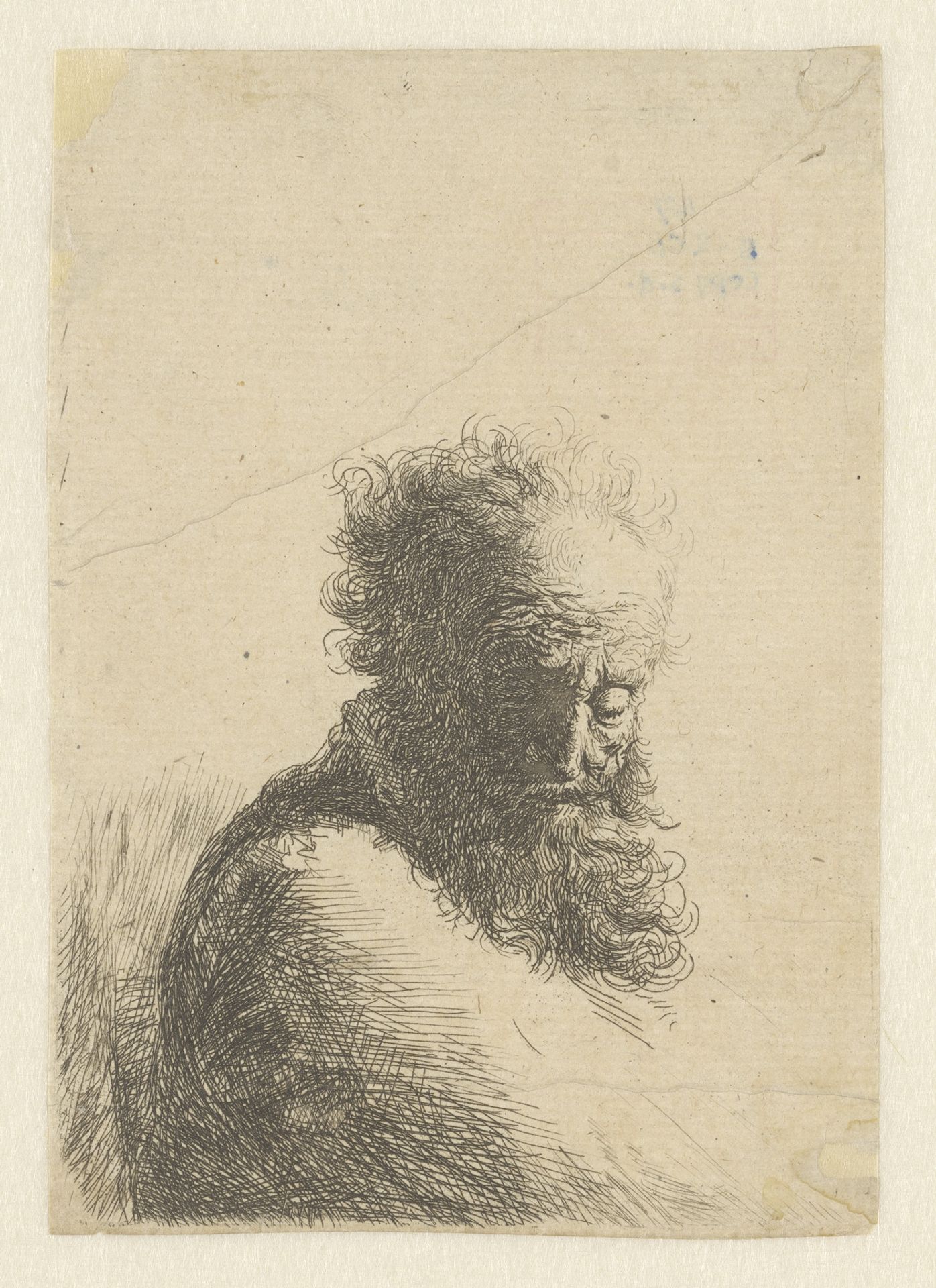 Bust of an old bearded man, looking down, three quarters right by James Bretherton