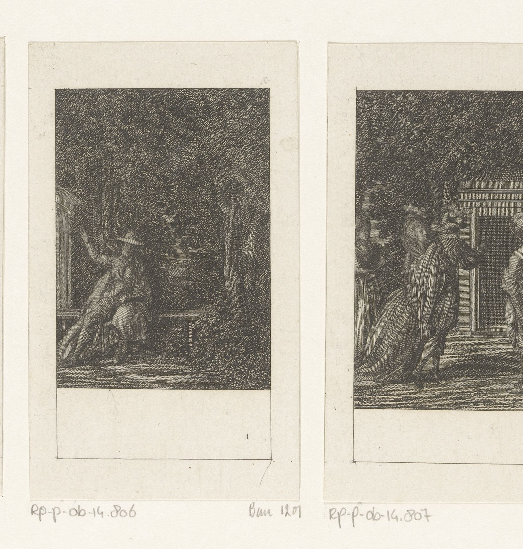 Figaro zit verdrietig in de tuin by Daniel Nikolaus Chodowiecki
