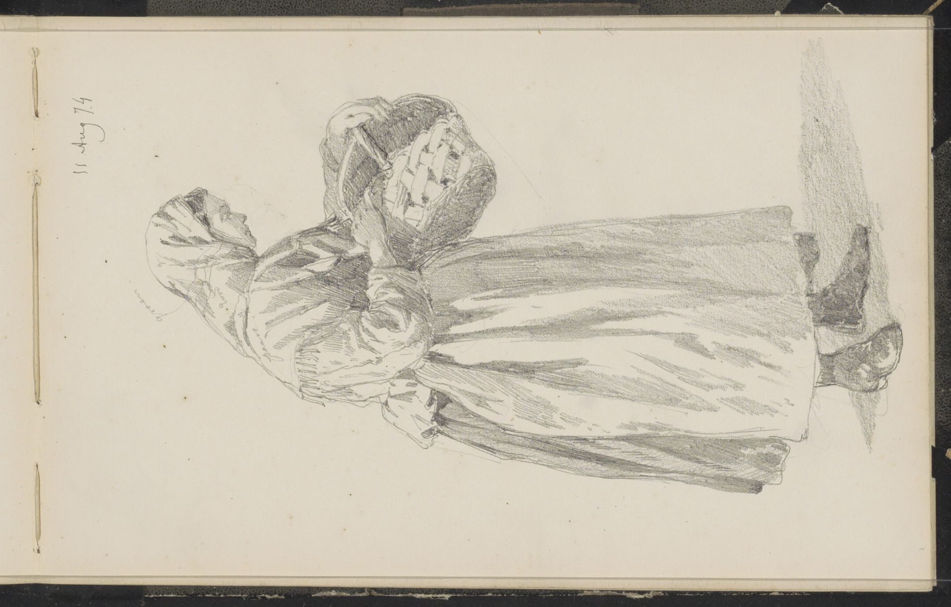 Vrouw kijkt in een mand by Cornelis Springer