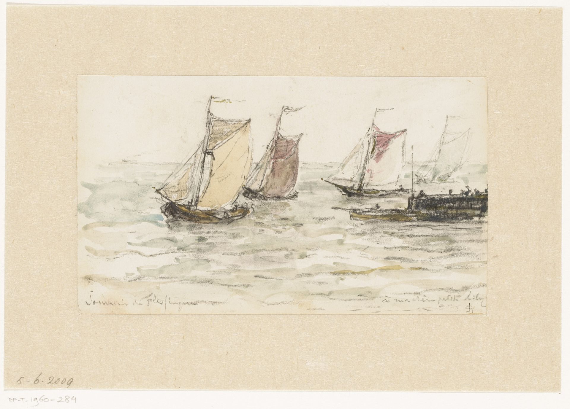 Zeilende vissersschepen op de Schelde by Carel Nicolaas Storm van 's-Gravesande