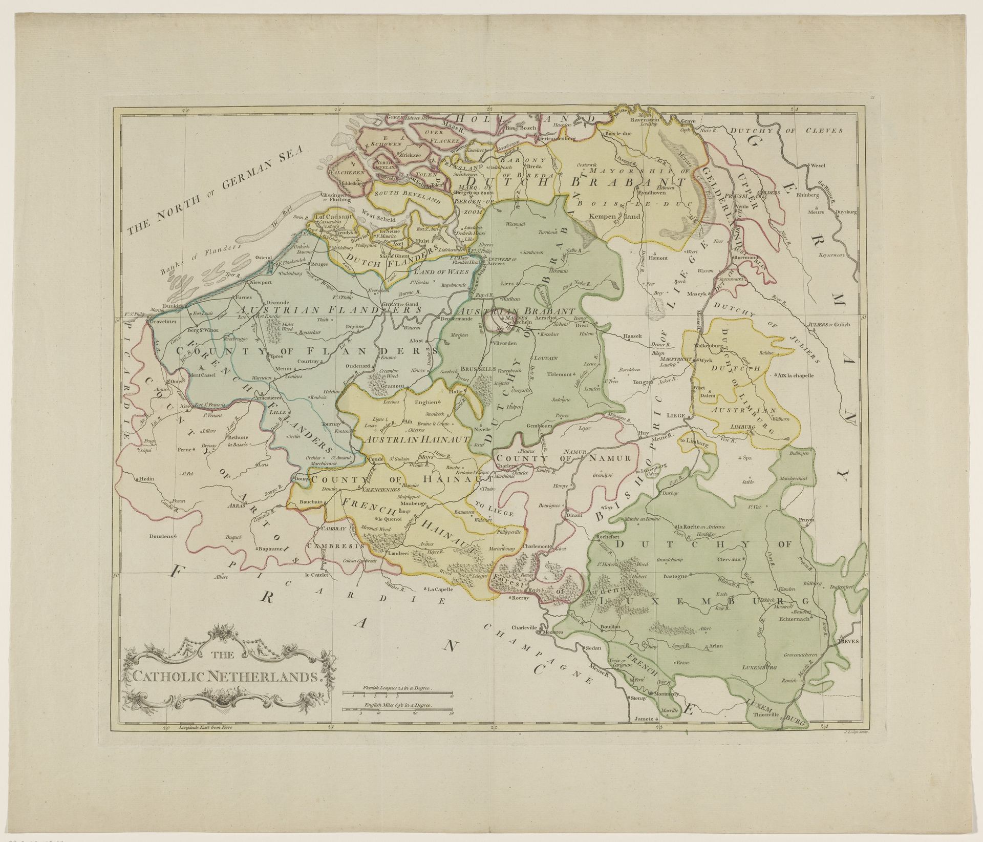 Kaart van de Zuidelijke Nederlanden by John Lodge