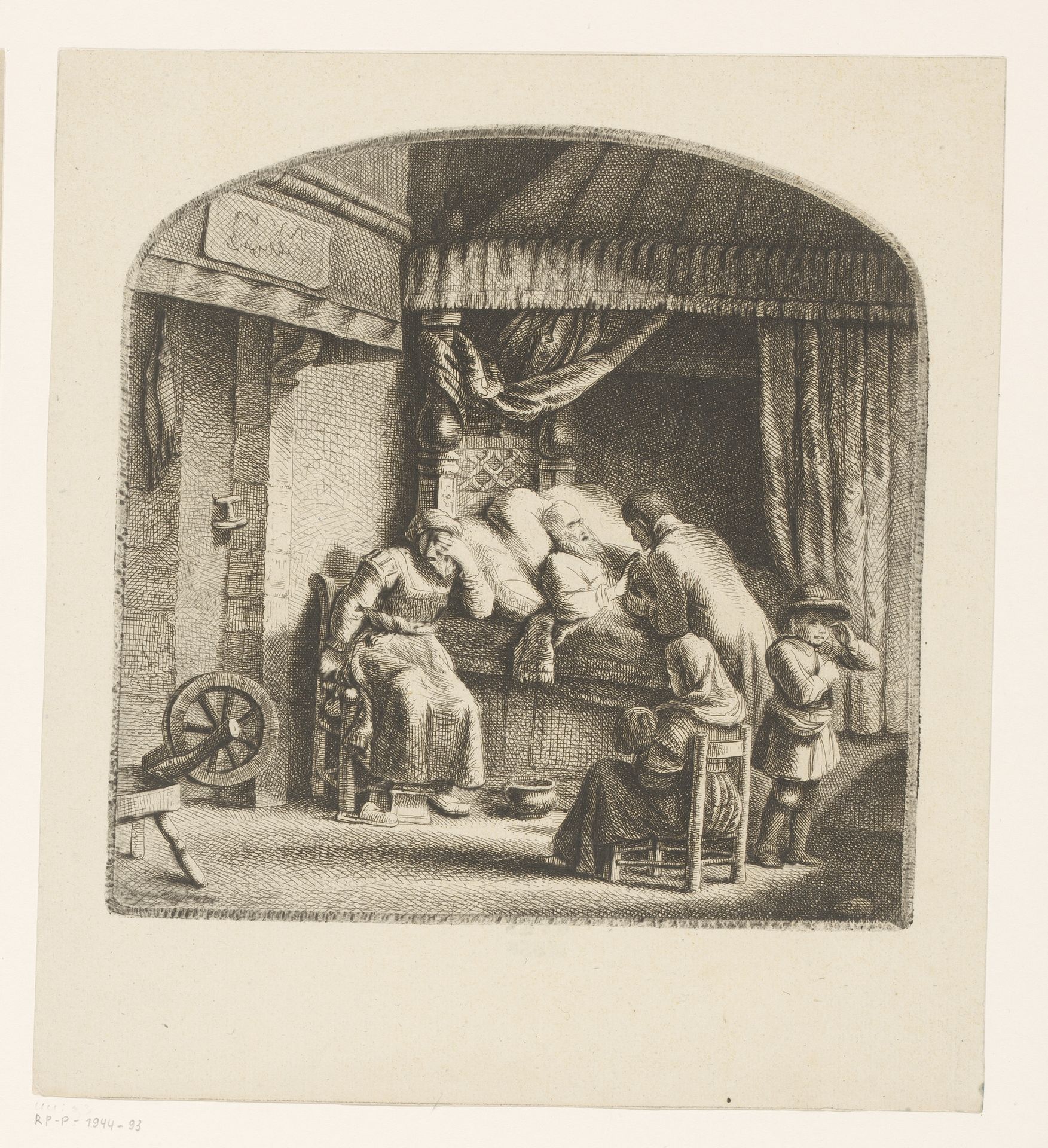 Oude man op sterfbed by Ignace-Joseph de Claussin