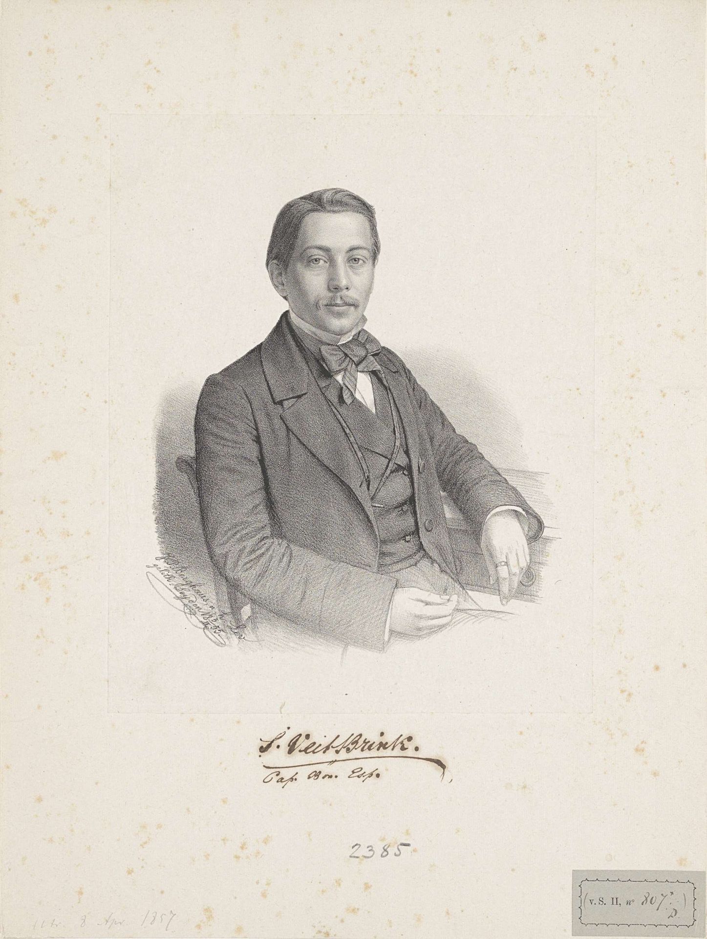 Portret van de heer S. Veit Brink by Johann Peter Berghaus