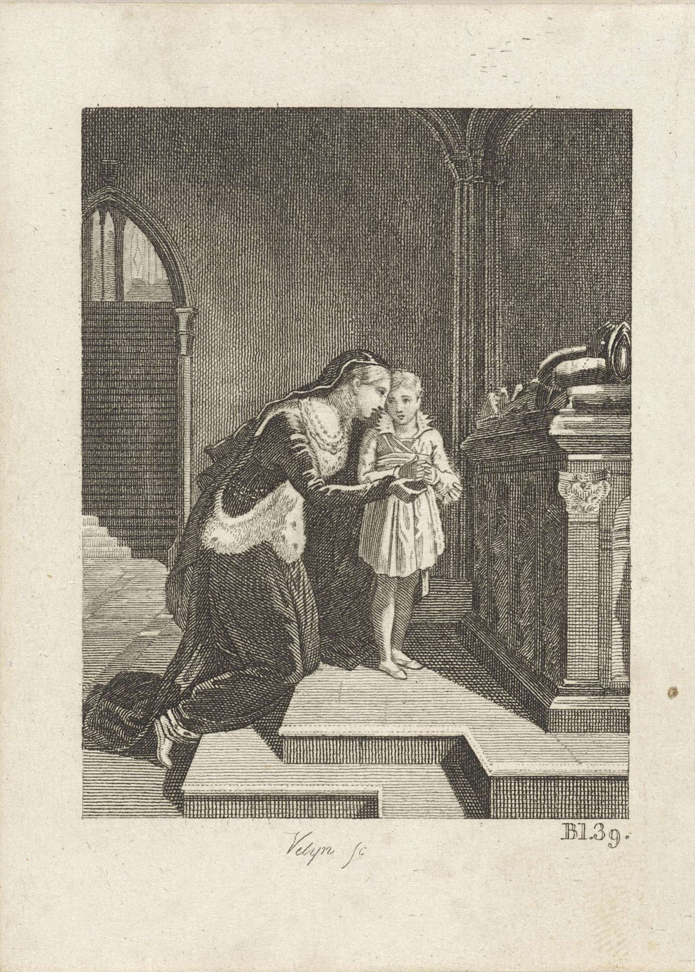 Jeanne d'Albret met het kind Henry de Bourbon by Philippus Velijn