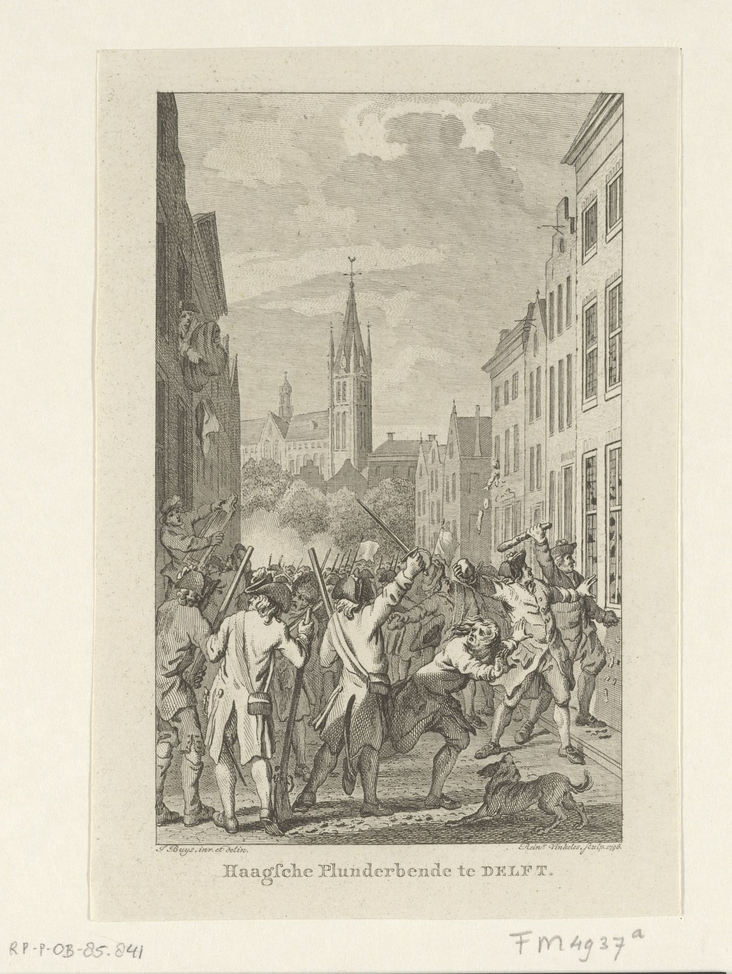 Plunderende Oranjeklanten te Delft, 1787 by Reinier Vinkeles