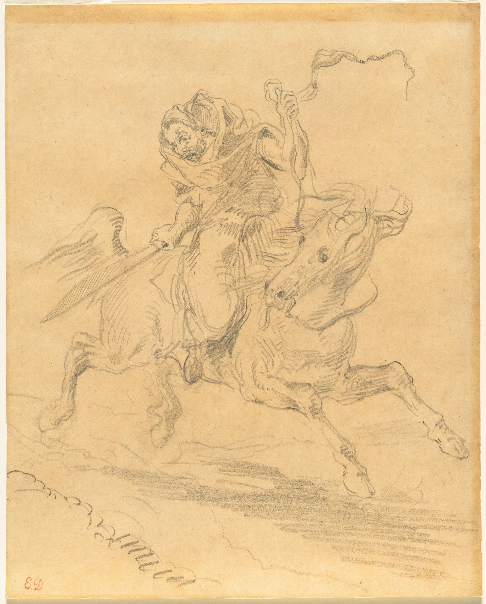 Arab Horseman at the Gallop by Eugène Delacroix