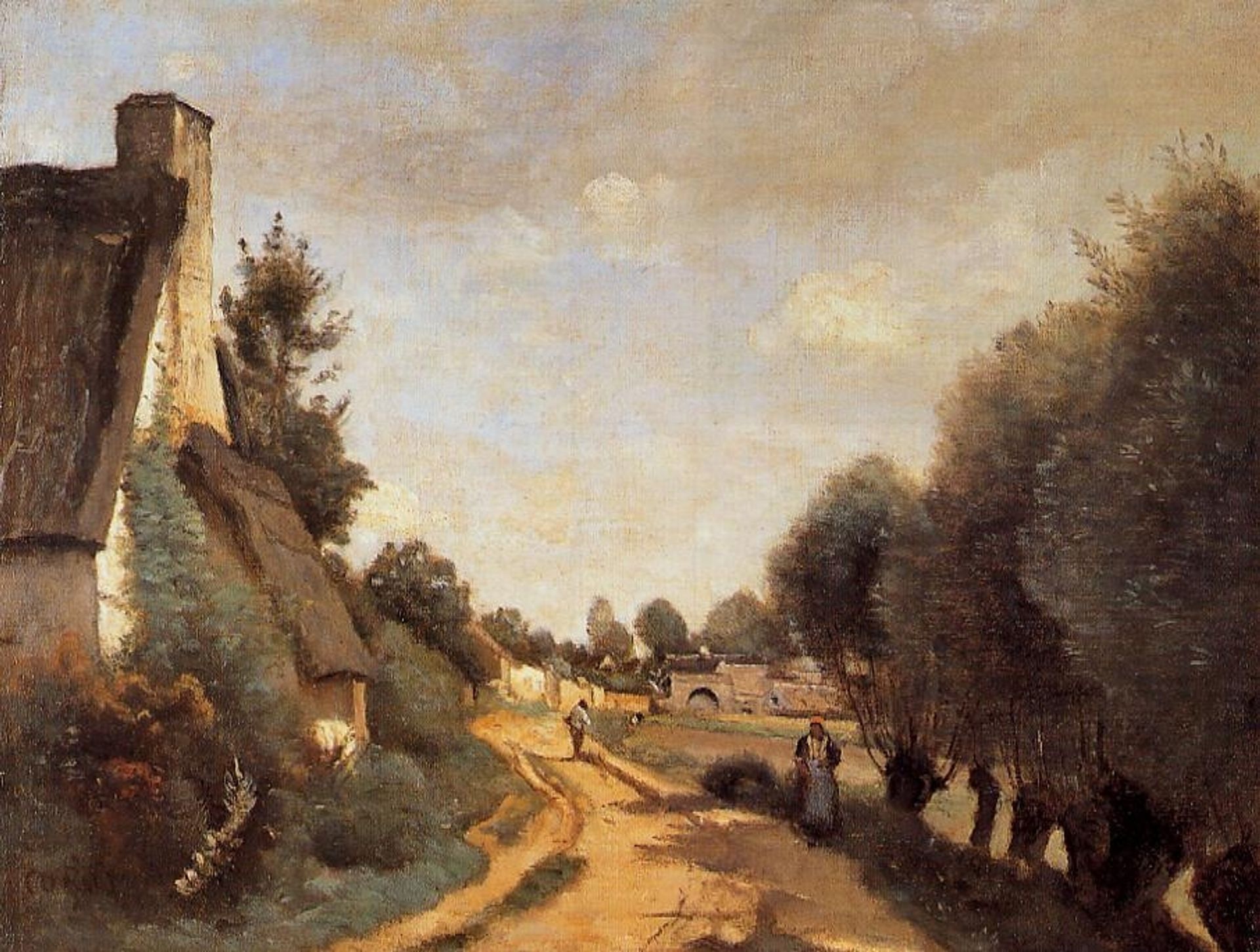 A Road Near Arras (Cottages) by Camille Corot