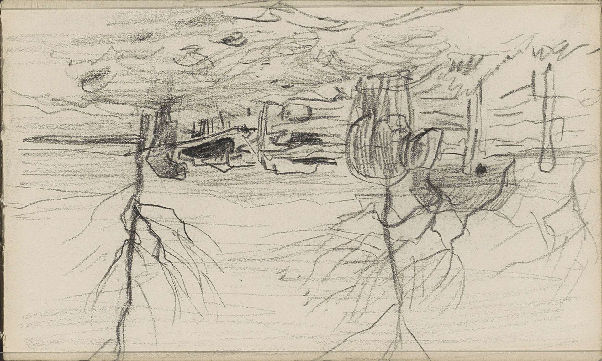 Koeien in een weiland omgrensd door een hek by Anton Mauve