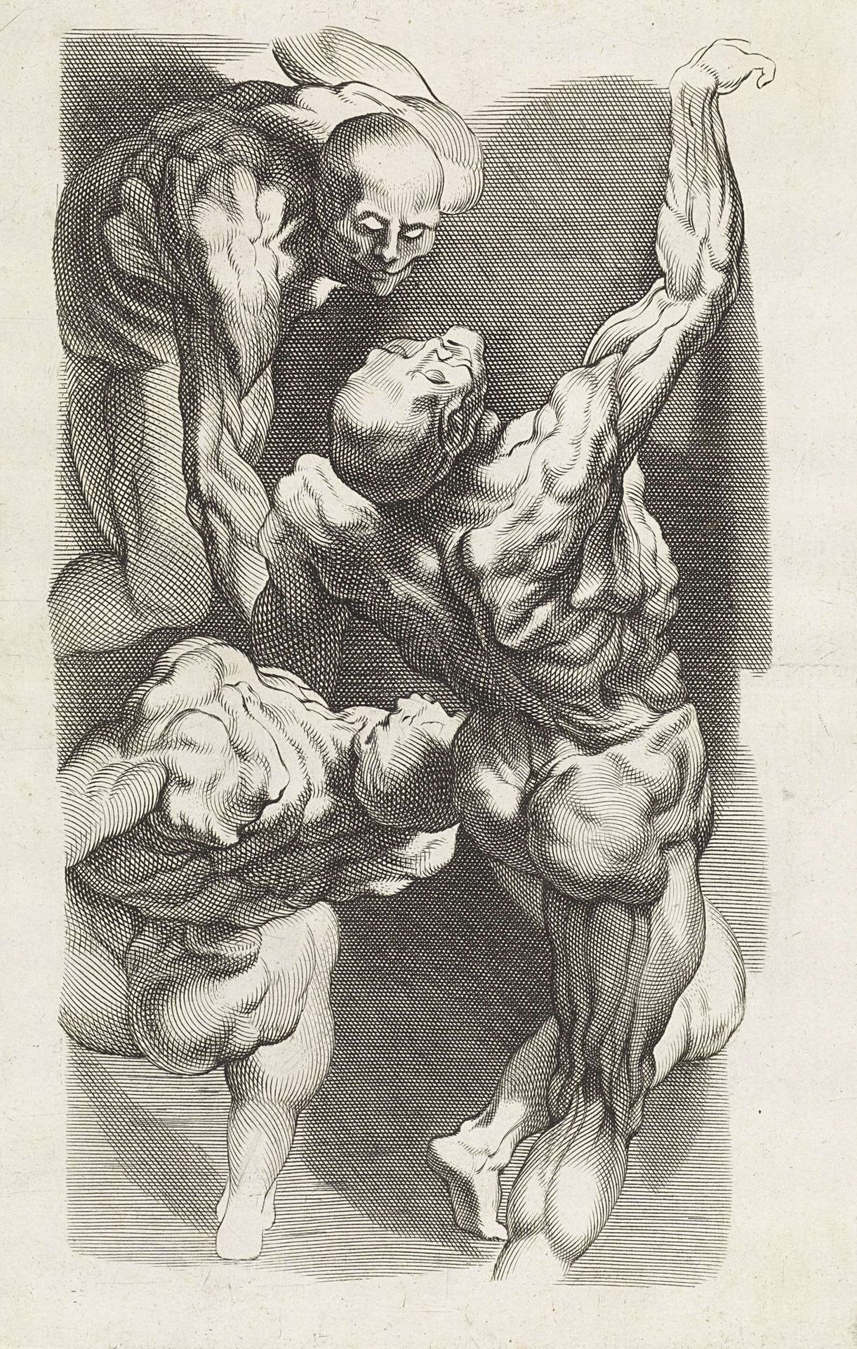 Anatomische studie van drie mannen by Paulus Pontius