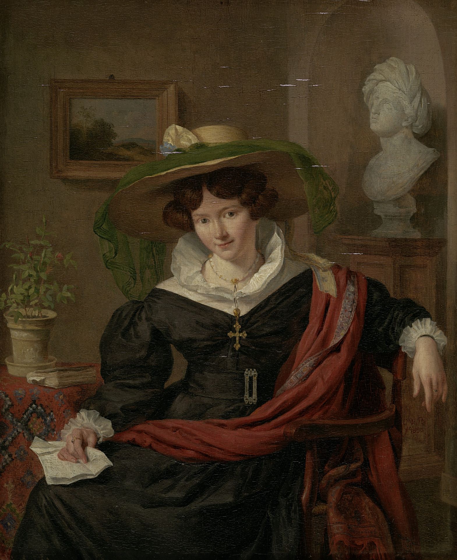 Portrait of Carolina Frederica Kerst, Wife of Louis Royer by Charles van Beveren