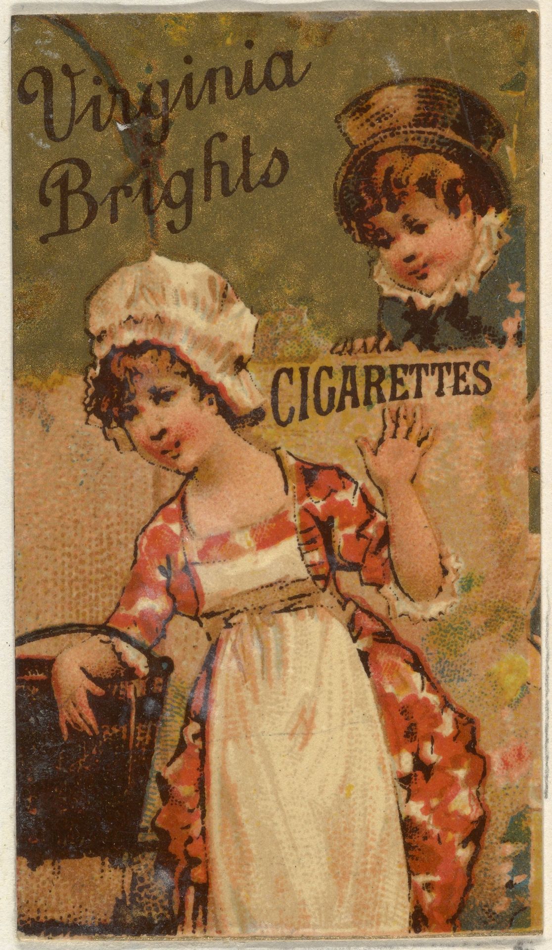 From the Girls and Children series (N64) promoting Virginia Brights Cigarettes for Allen & Ginter brand tobacco products by Allen & Ginter