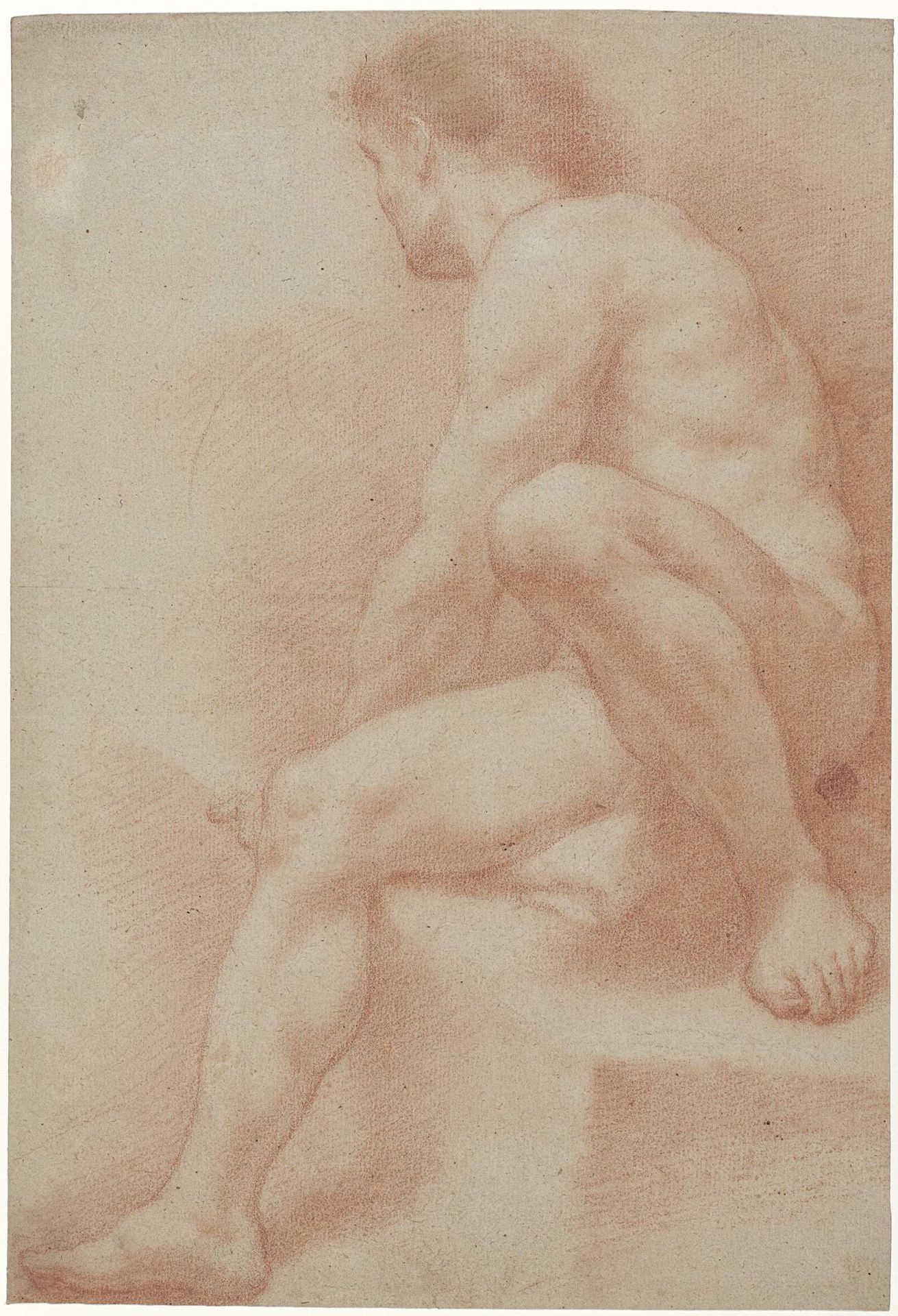 Zittend mannelijk naakt, met één opgetrokken knie by Jan Willem Pieneman