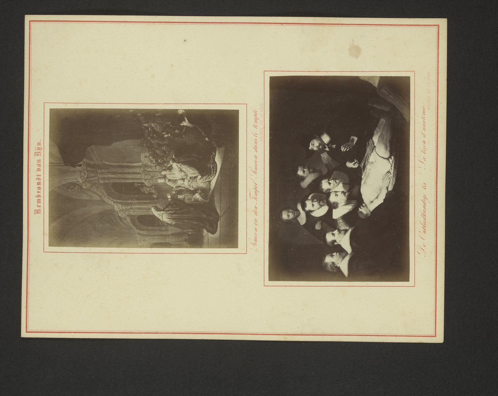Fotoreproducties van Het loflied van Simeon door Rembrandt van Rijn en van De anatomische les van Dr Nicolaes Tulp door Rembrandt van Rijn by Anonymous