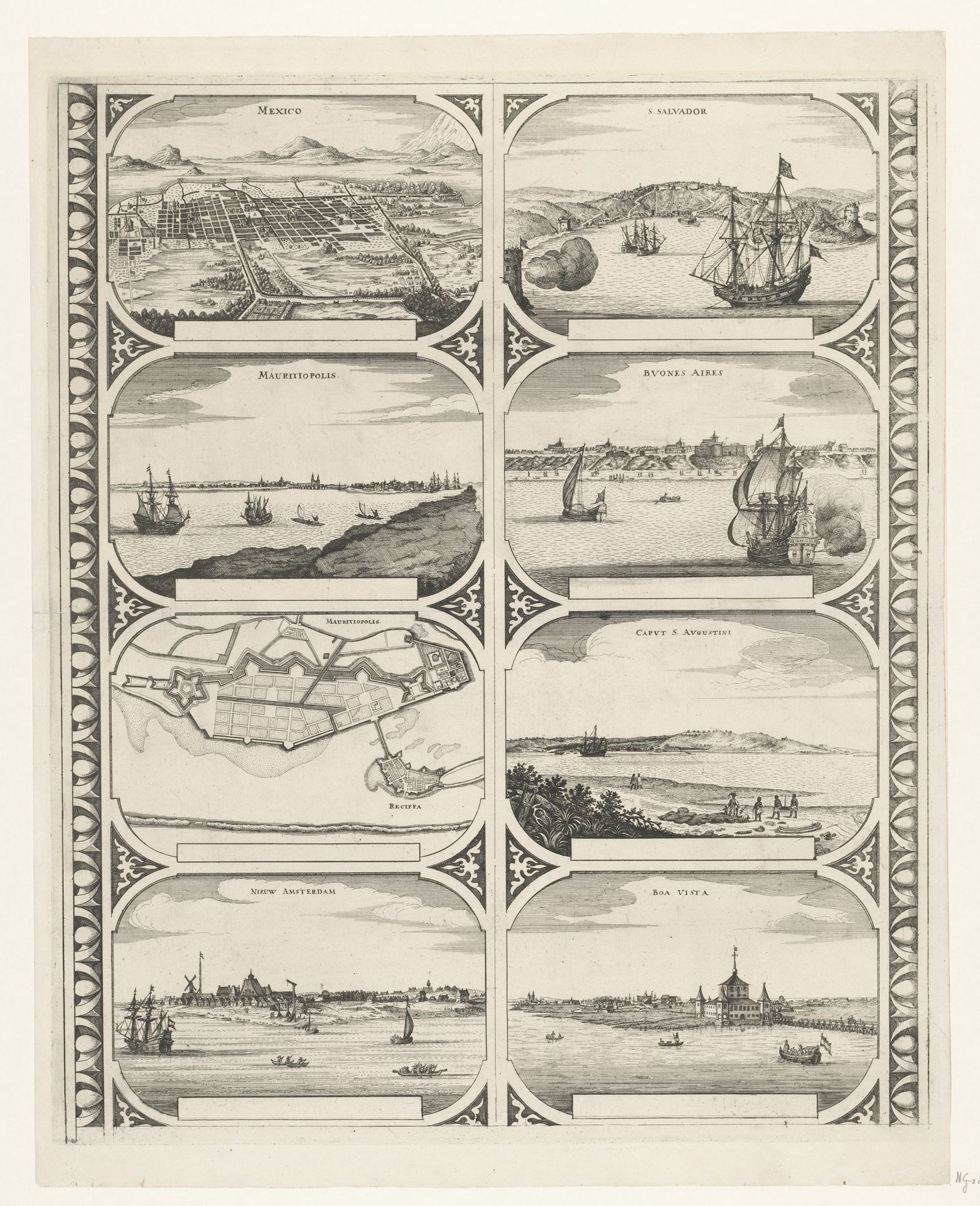 Mexico / Mauritiopolis / Mauritiopolis / Nieuw Amsterdam / S. Salvador / Bvones Aires / Capvt S. Avgustini / Boa Vista by Anonymous