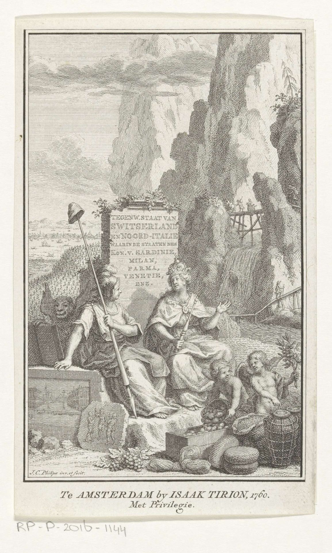 Allegorische voorstelling met Vrijheid en Goed Bestuur by Jan Caspar Philips