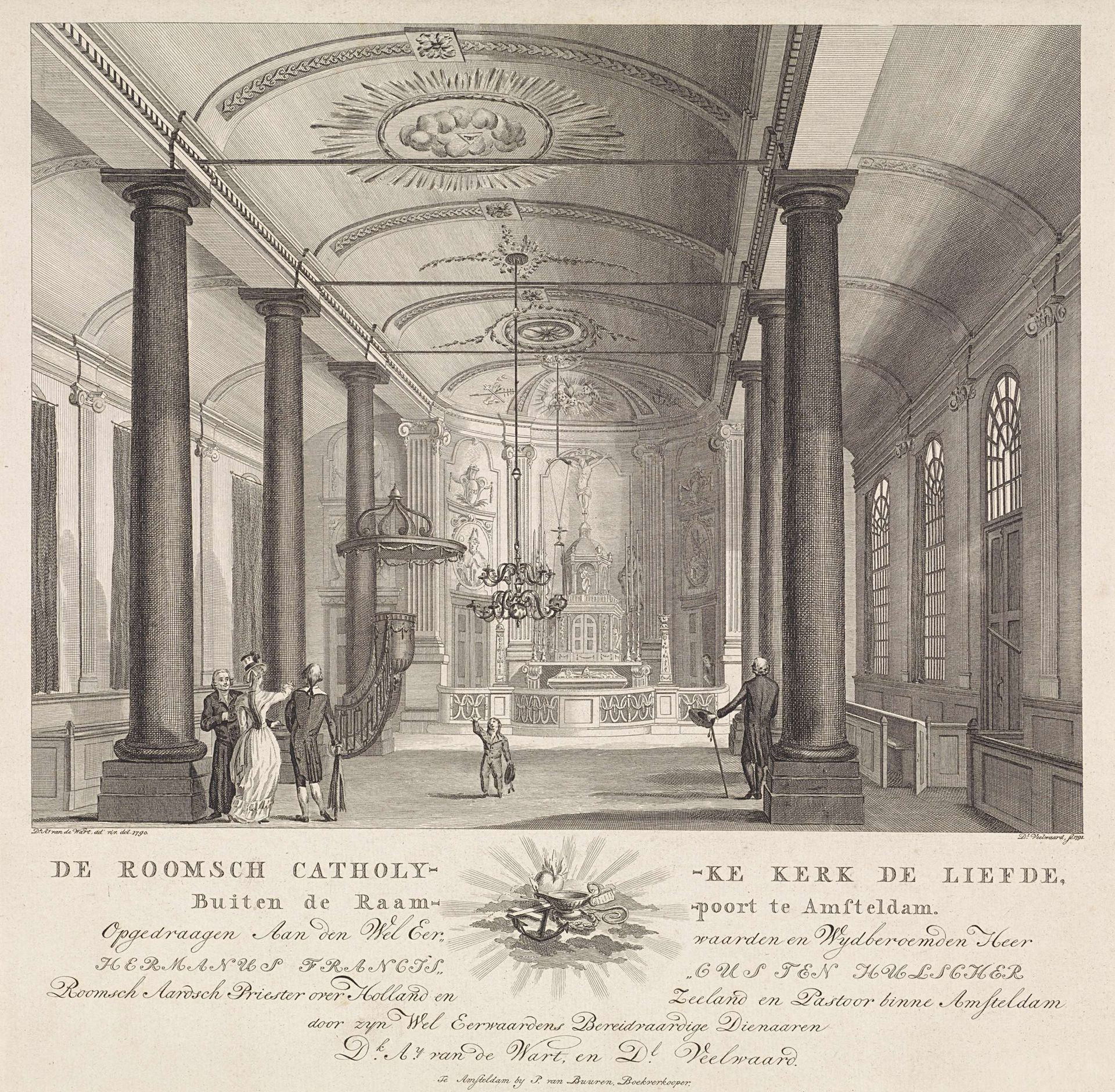 Interieur van de kerk de Liefde te Amsterdam by Daniël (I) Veelwaard