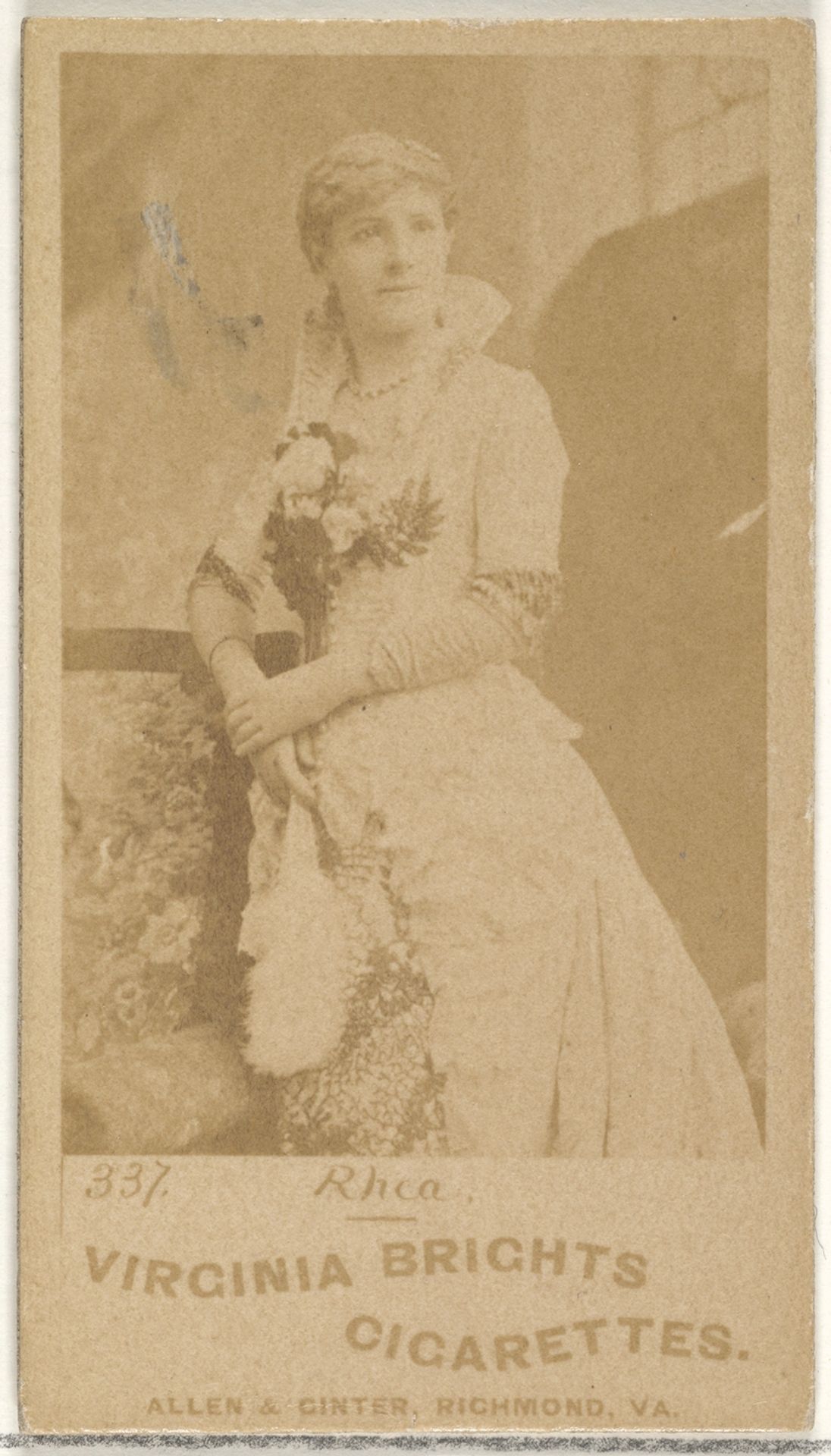 Card 337, Rhea, from the Actors and Actresses series (N45, Type 1) for Virginia Brights Cigarettes by Allen & Ginter