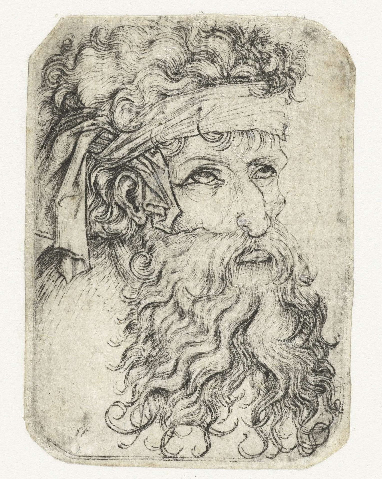 Hoofd van een man met een baard by Wenzel von Olmutz