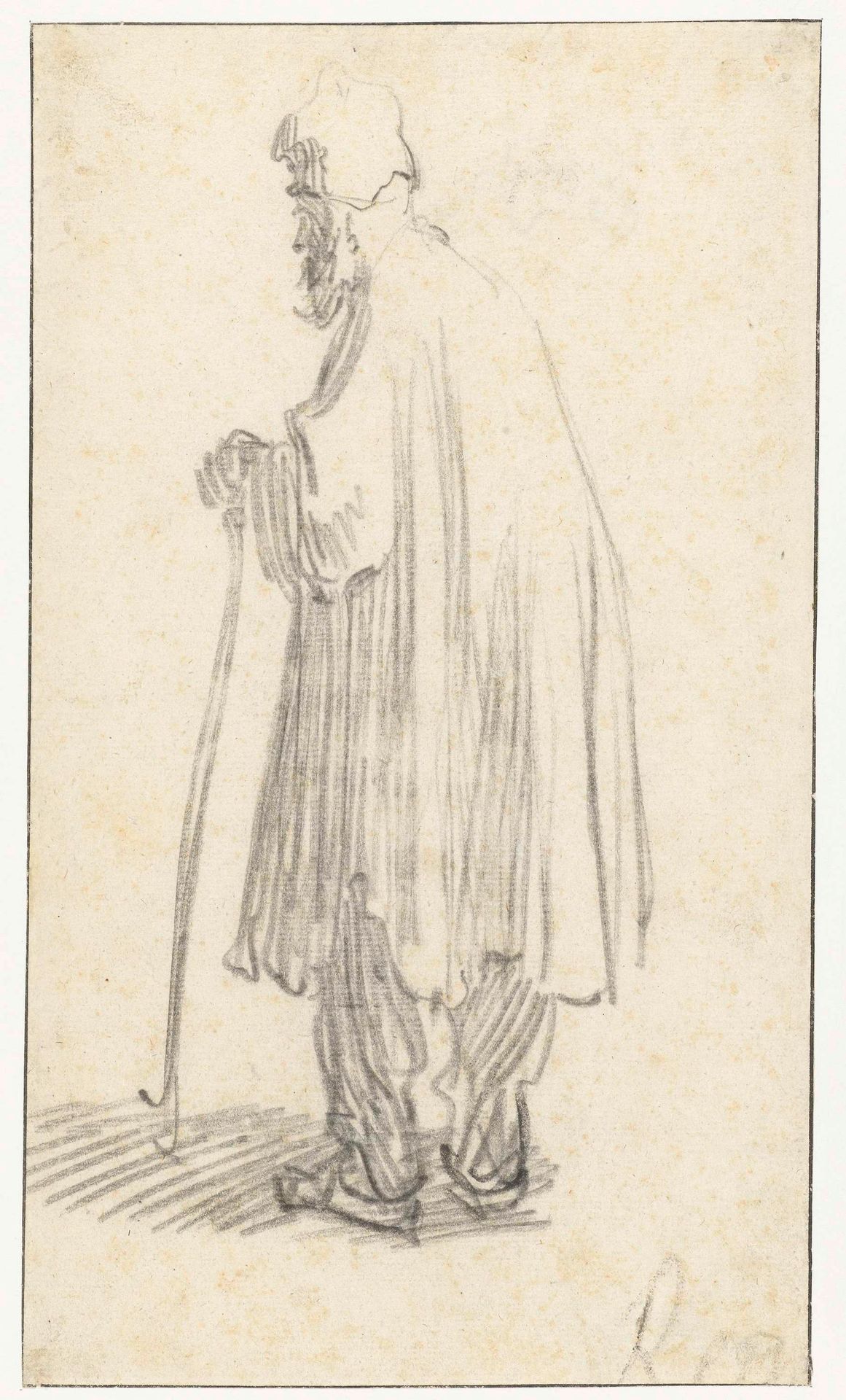 Standing Man with a Stick, Facing Left by Rembrandt van Rijn