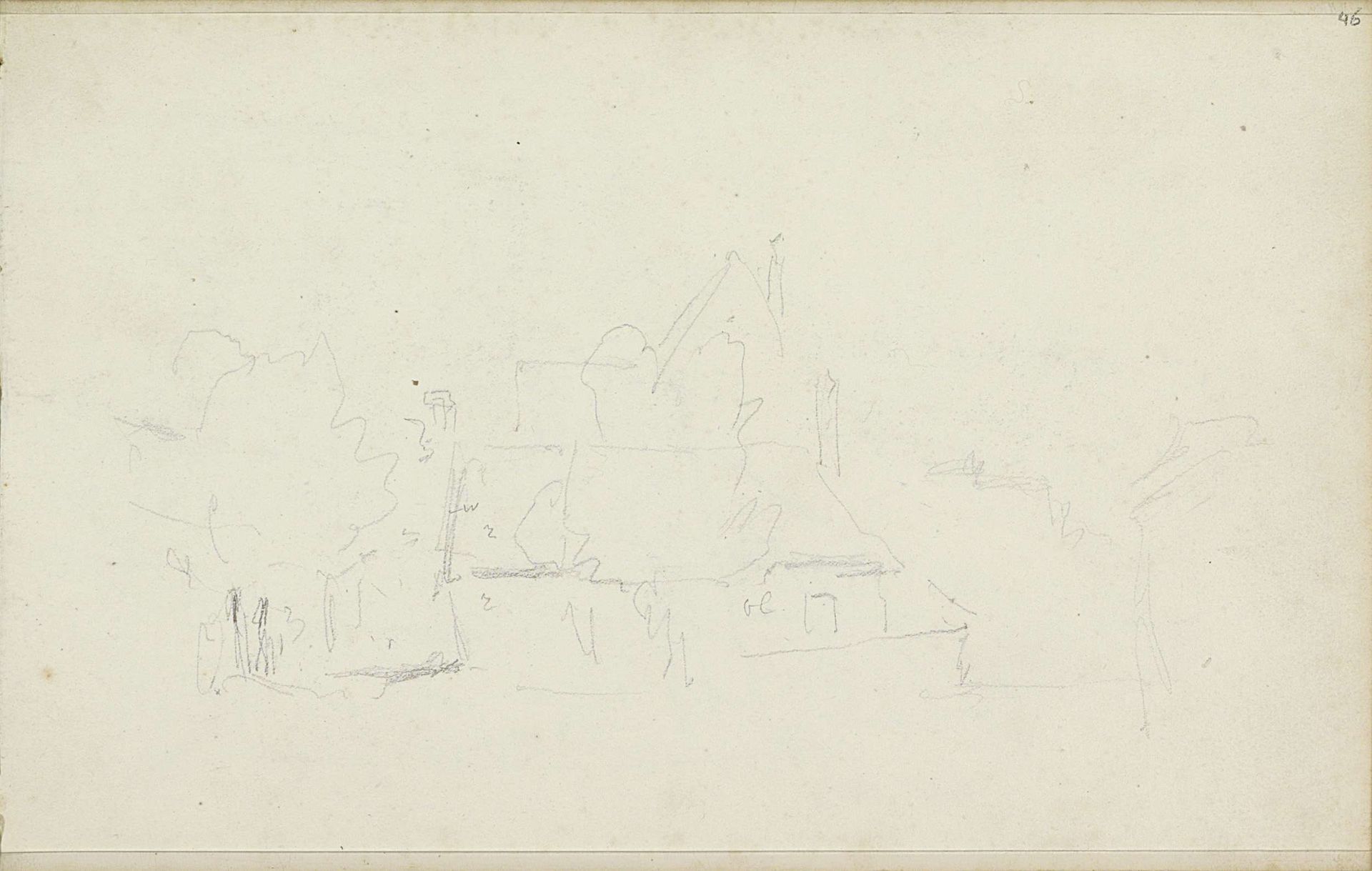 Gezicht op gebouwen by Adrianus Eversen