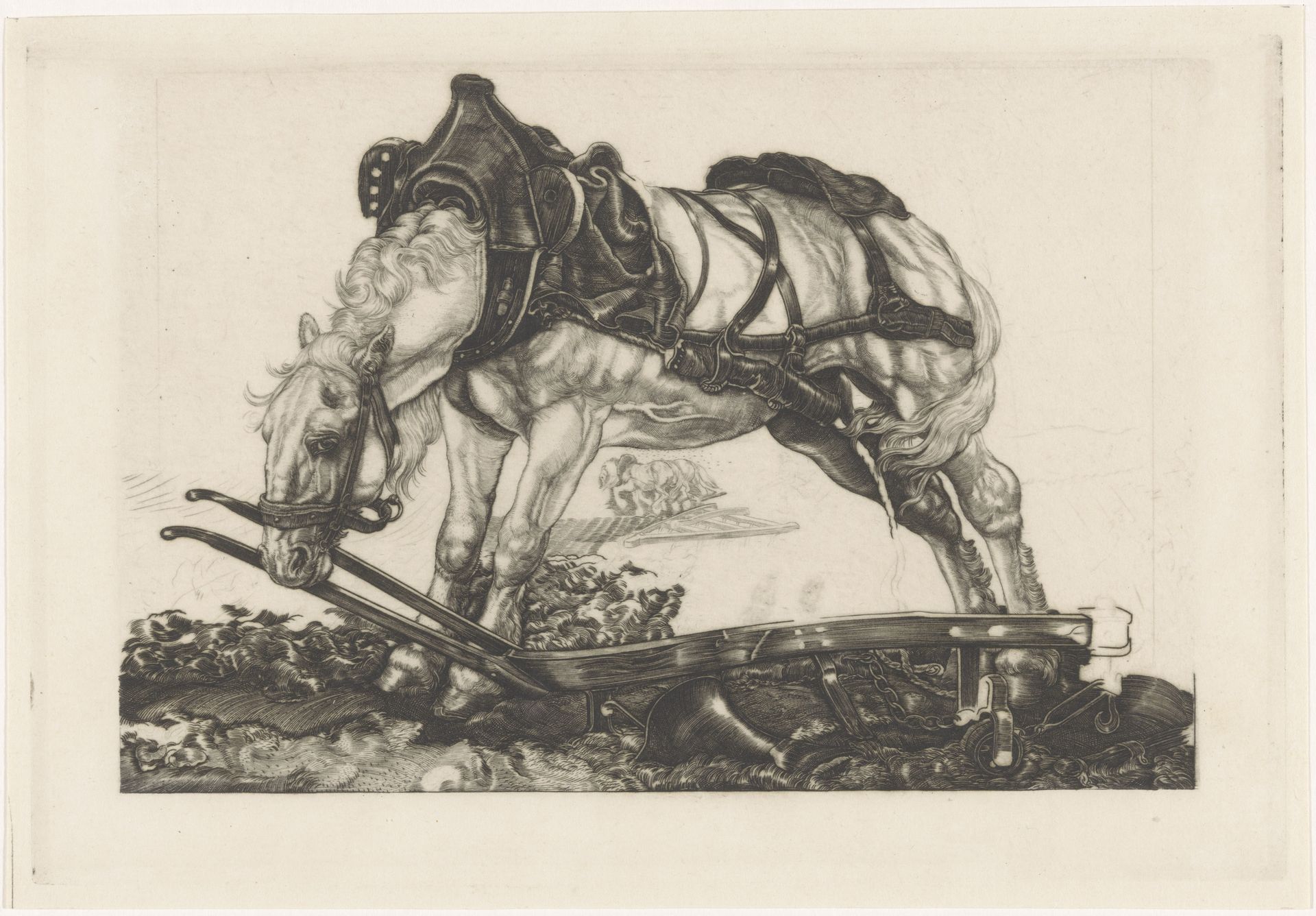 Rustend ploegpaard by Pieter Dupont
