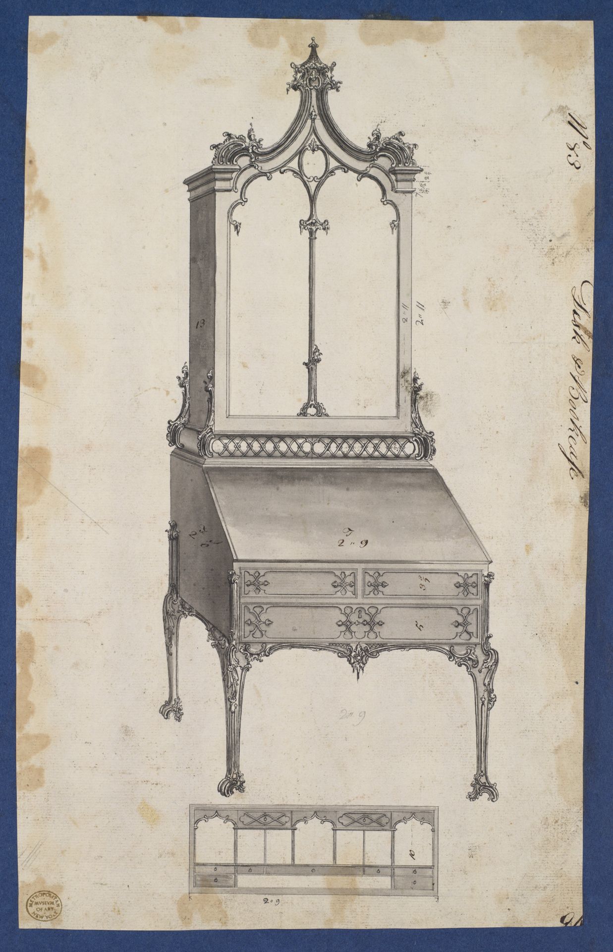 Desk and Bookcase, from Chippendale Drawings, Vol. II by Thomas Chippendale