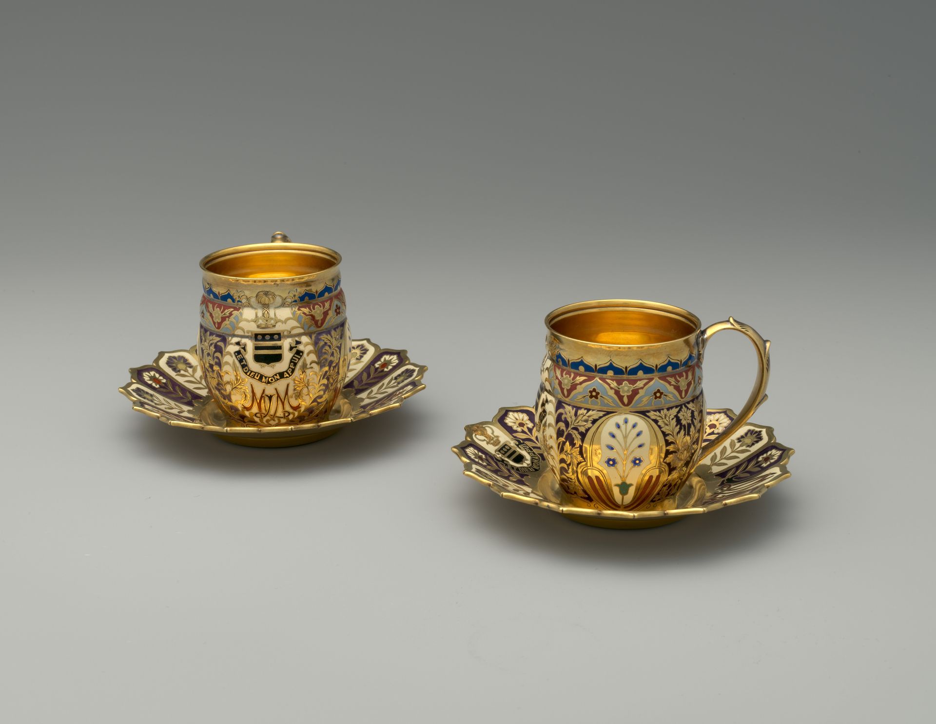 Two cups and saucers from the Mackay Service by Tiffany & Co.