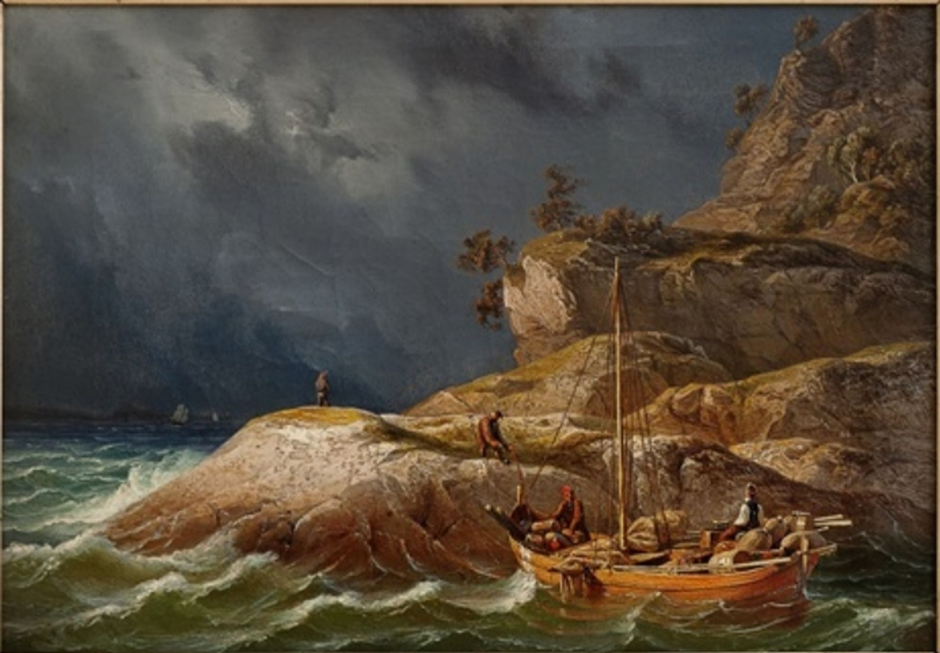 Fjord landscape with people's life by Knud Baade