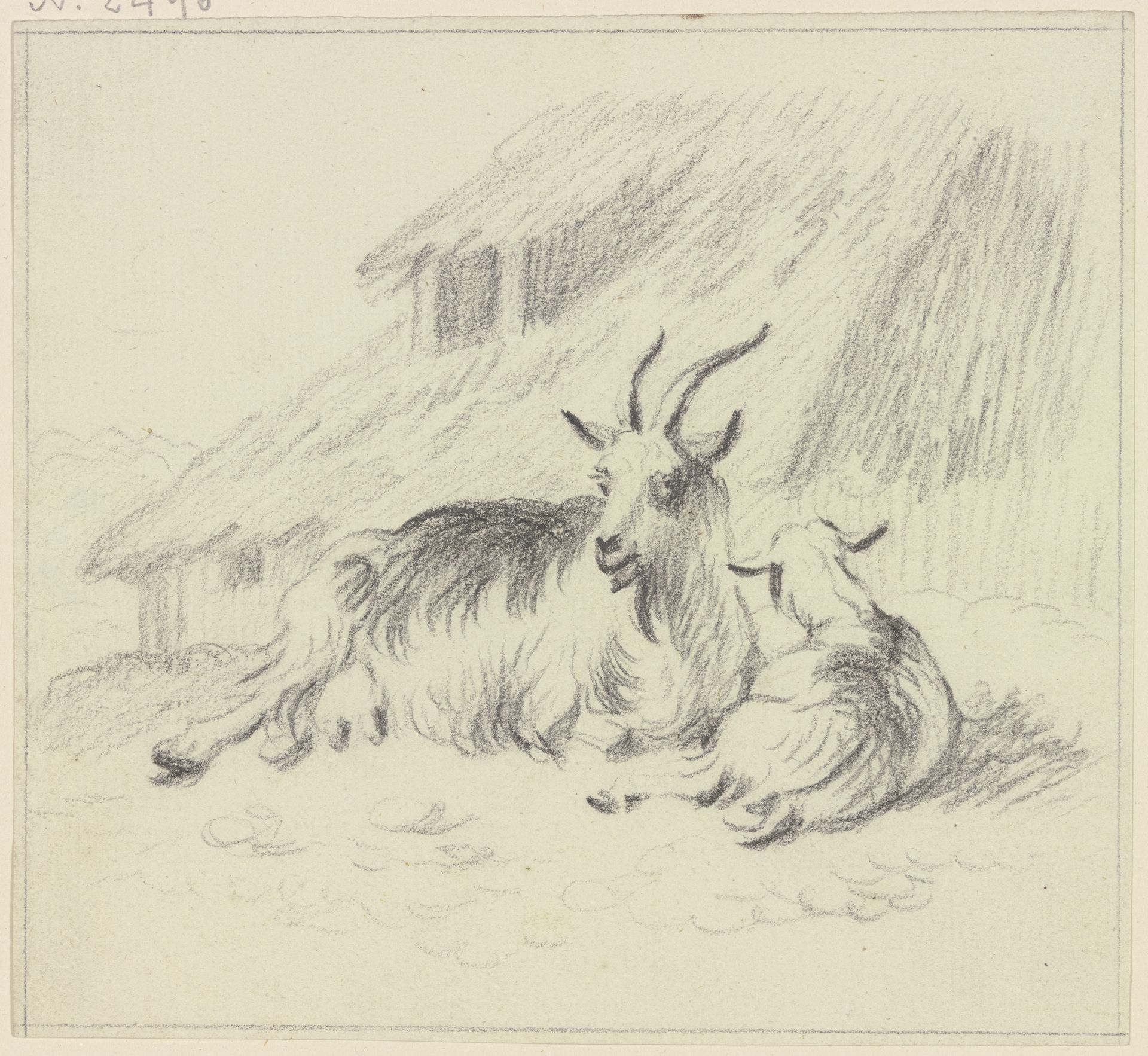Ziege und Zicklein, liegend by Friedrich Wilhelm Hirt