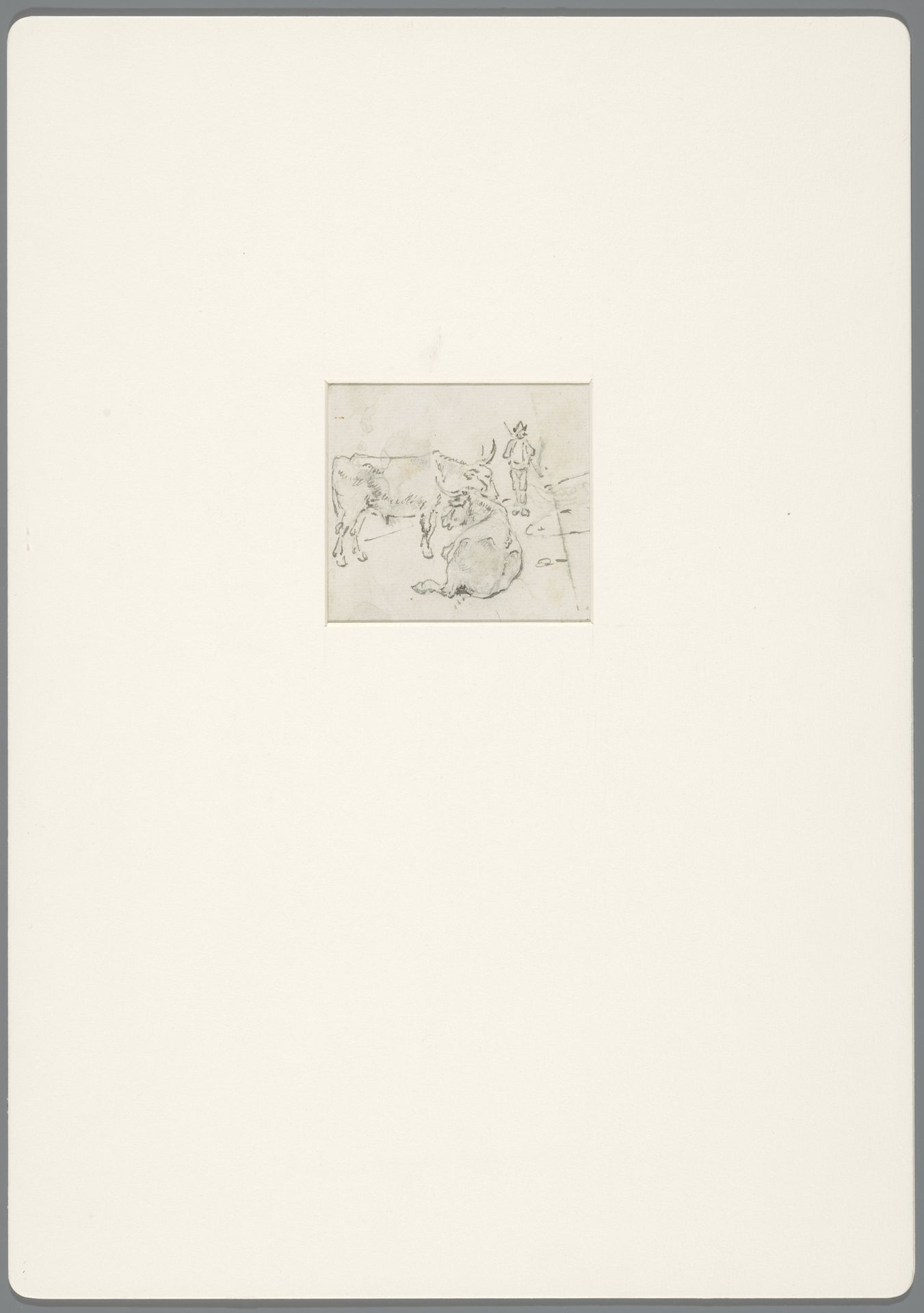 Twee runderen met een herdersjongen by David Alphonse de Sandoz-Rollin