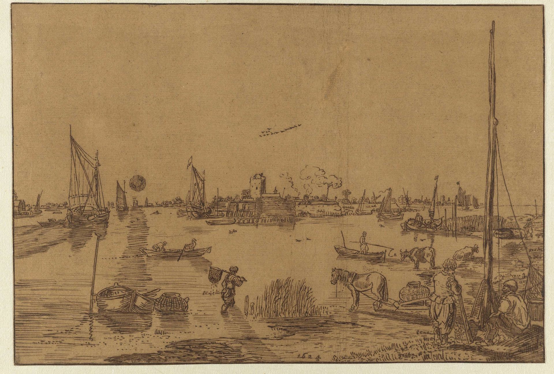 Evening Landscape with Fishermen by Hendrick Avercamp