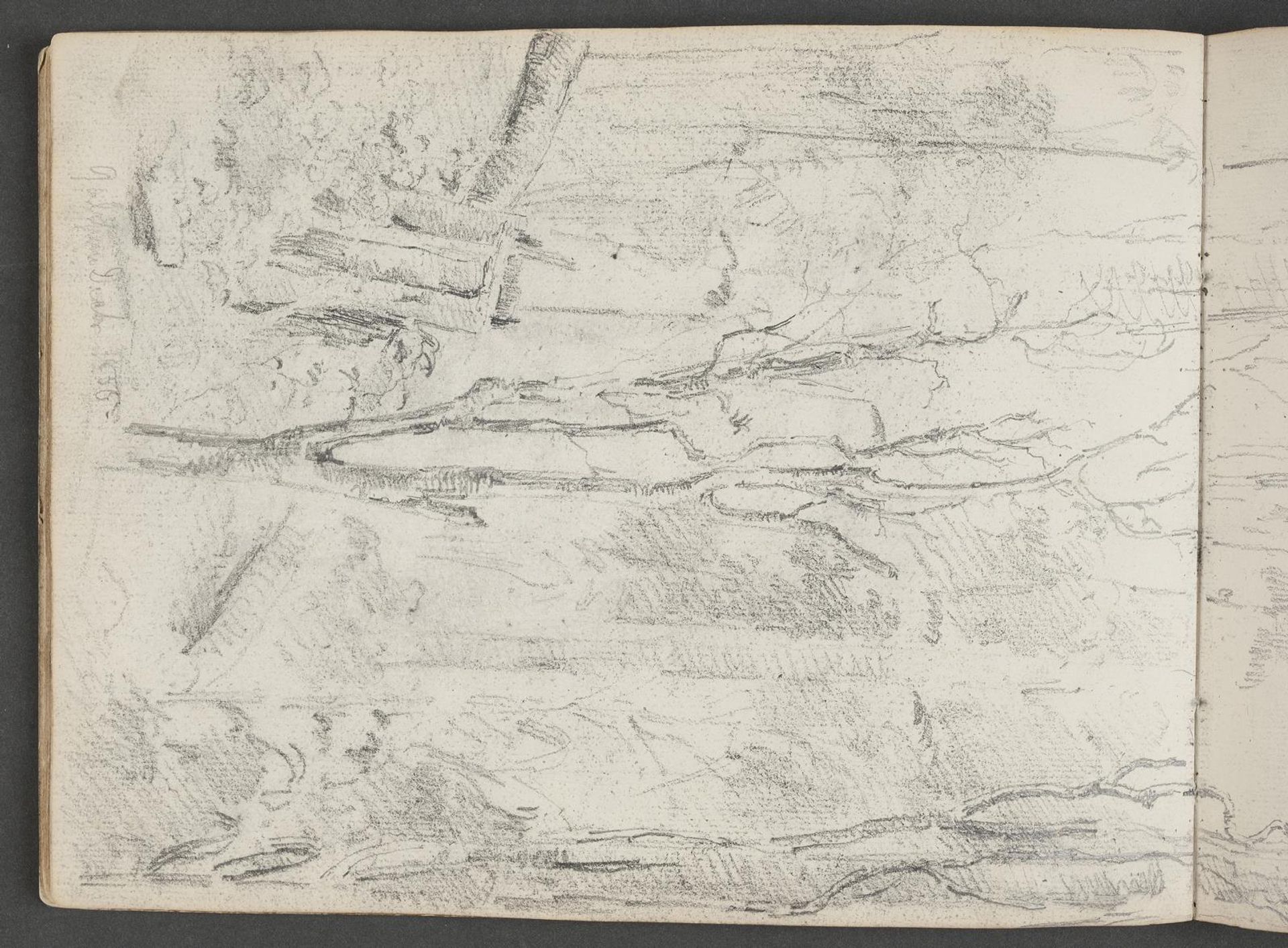 Træer i en skov. Fortsættes på blad 24 by Fritz Melbye