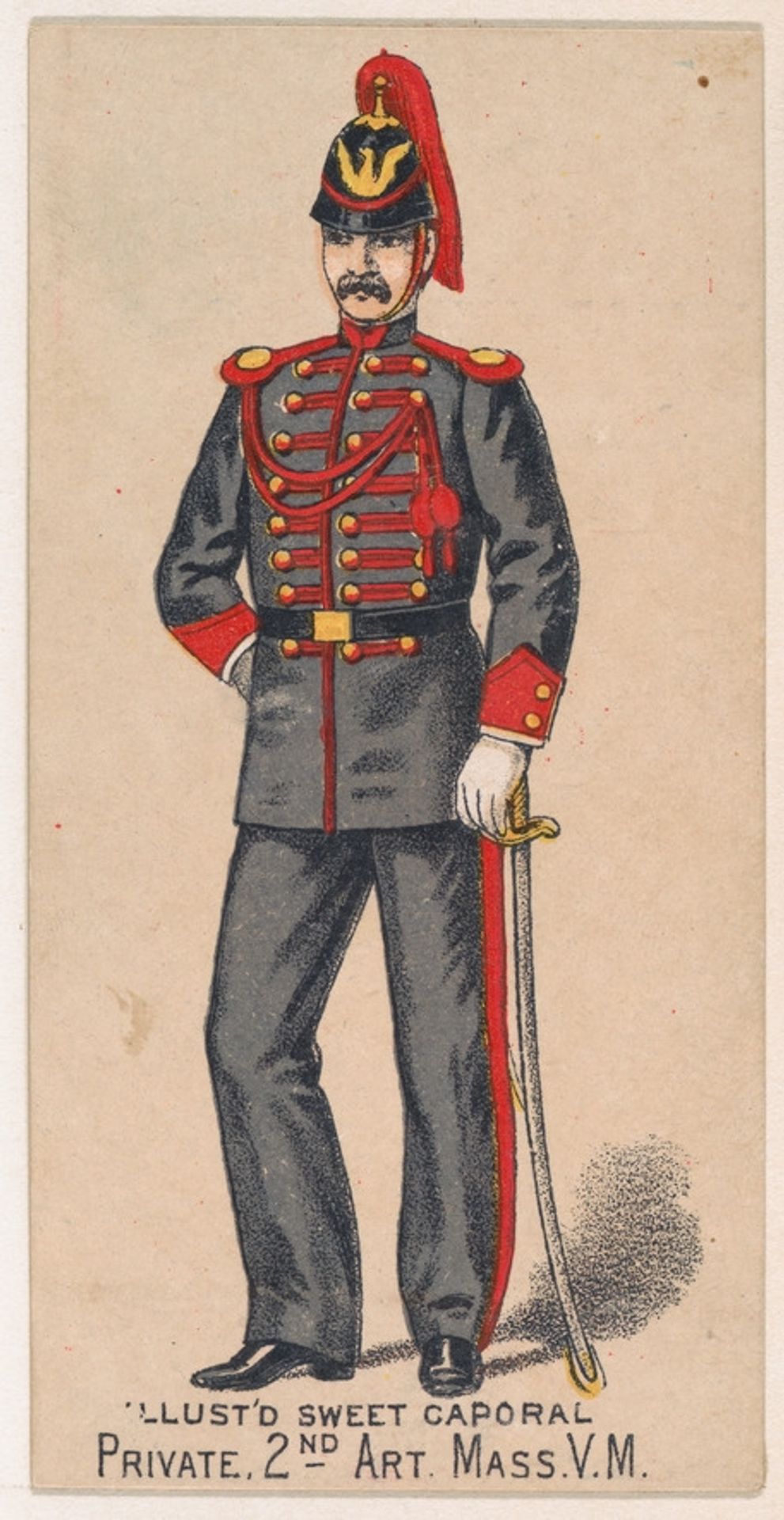 Private, 2nd Artillery, Massachusetts, V.M., from the Military Series (N224) issued by Kinney Tobacco Company to promote Sweet Caporal Cigarettes by Kinney Brothers Tobacco Company
