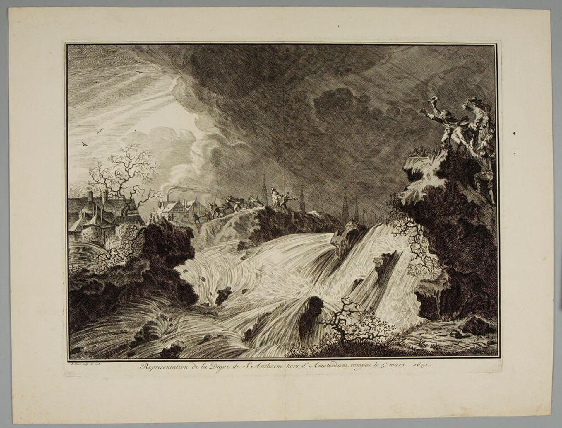 The Dam of S. Antoine Outside of Amsterdam Breaks on March 5, 1651 by Bernard Picart