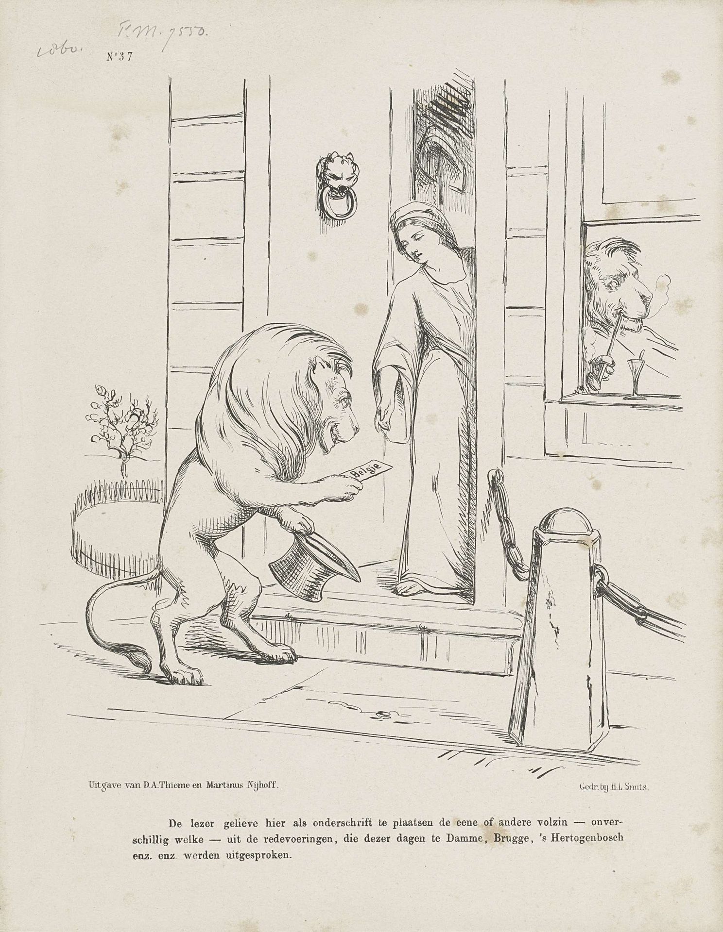 Spotprent op de feesten bij de oprichting van het standbeeld van Jacob van Maerlant, 1860 by Johan Michaël Schmidt Crans