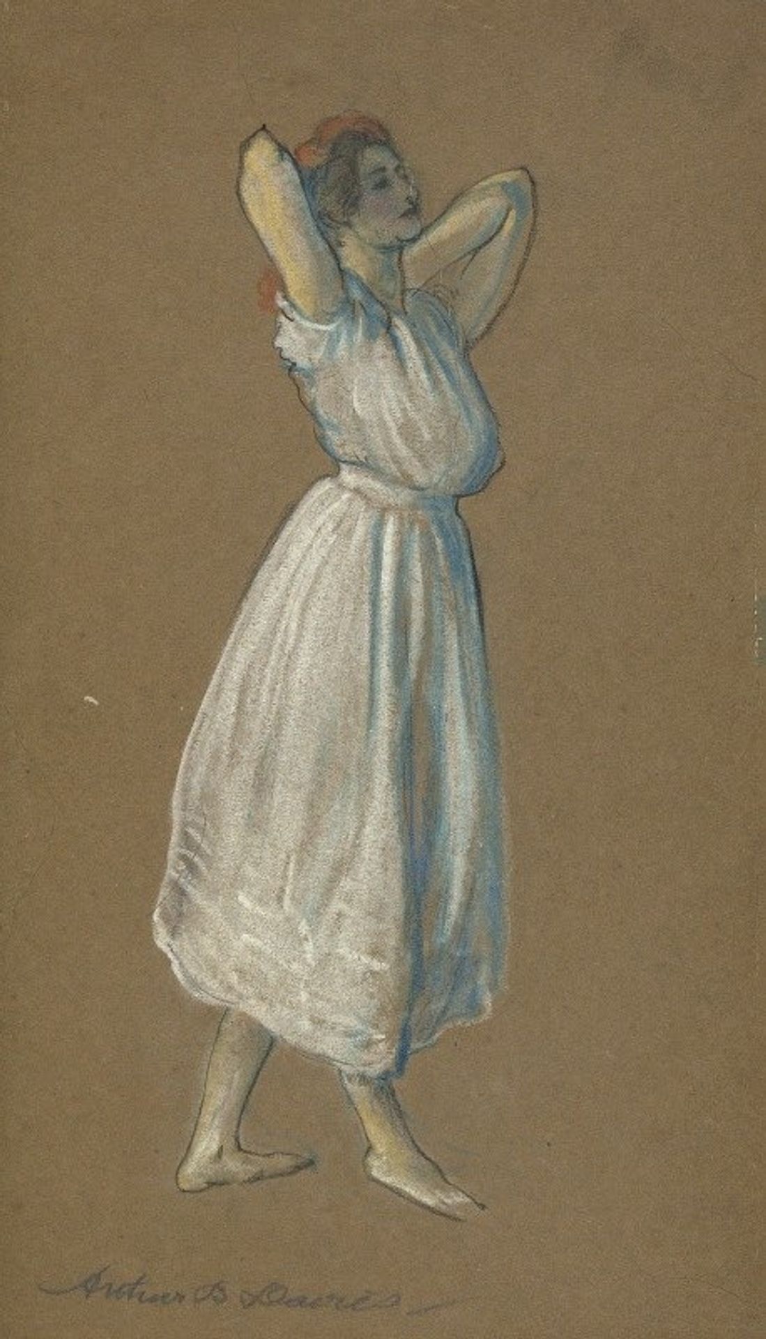 Woman Standing with Hands Behind her Head by Arthur Bowen Davies