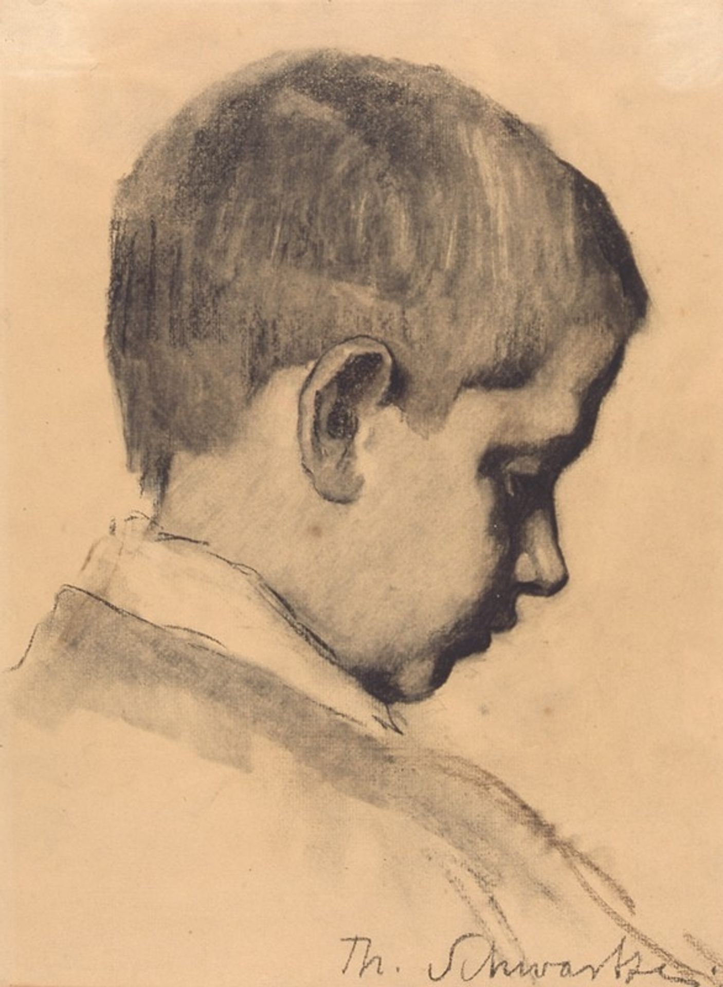 Jongenskop; en profil naar rechts by Thérèse Schwartze