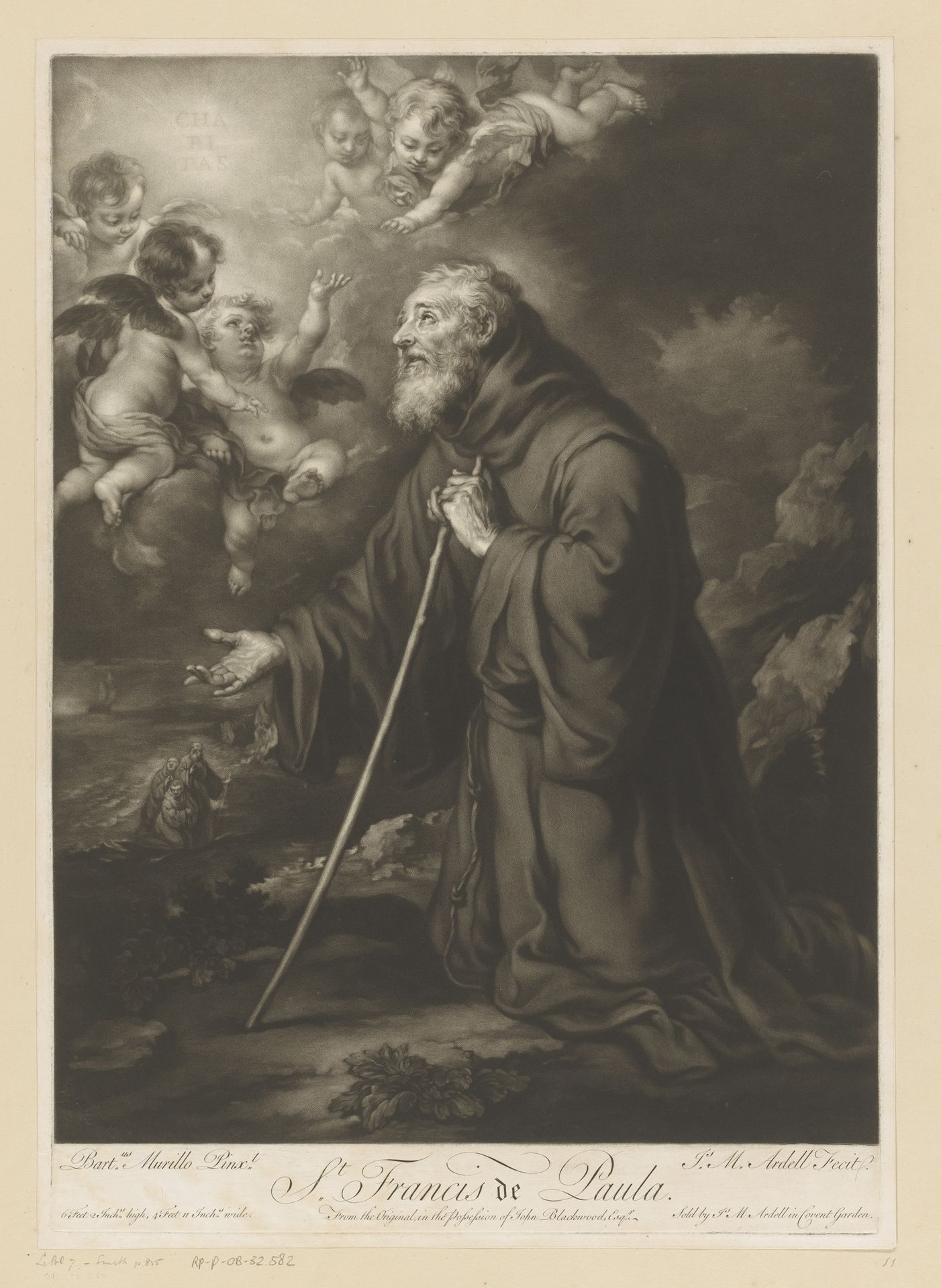 Knielende H. Franciscus van Paola in gebed by James McArdell