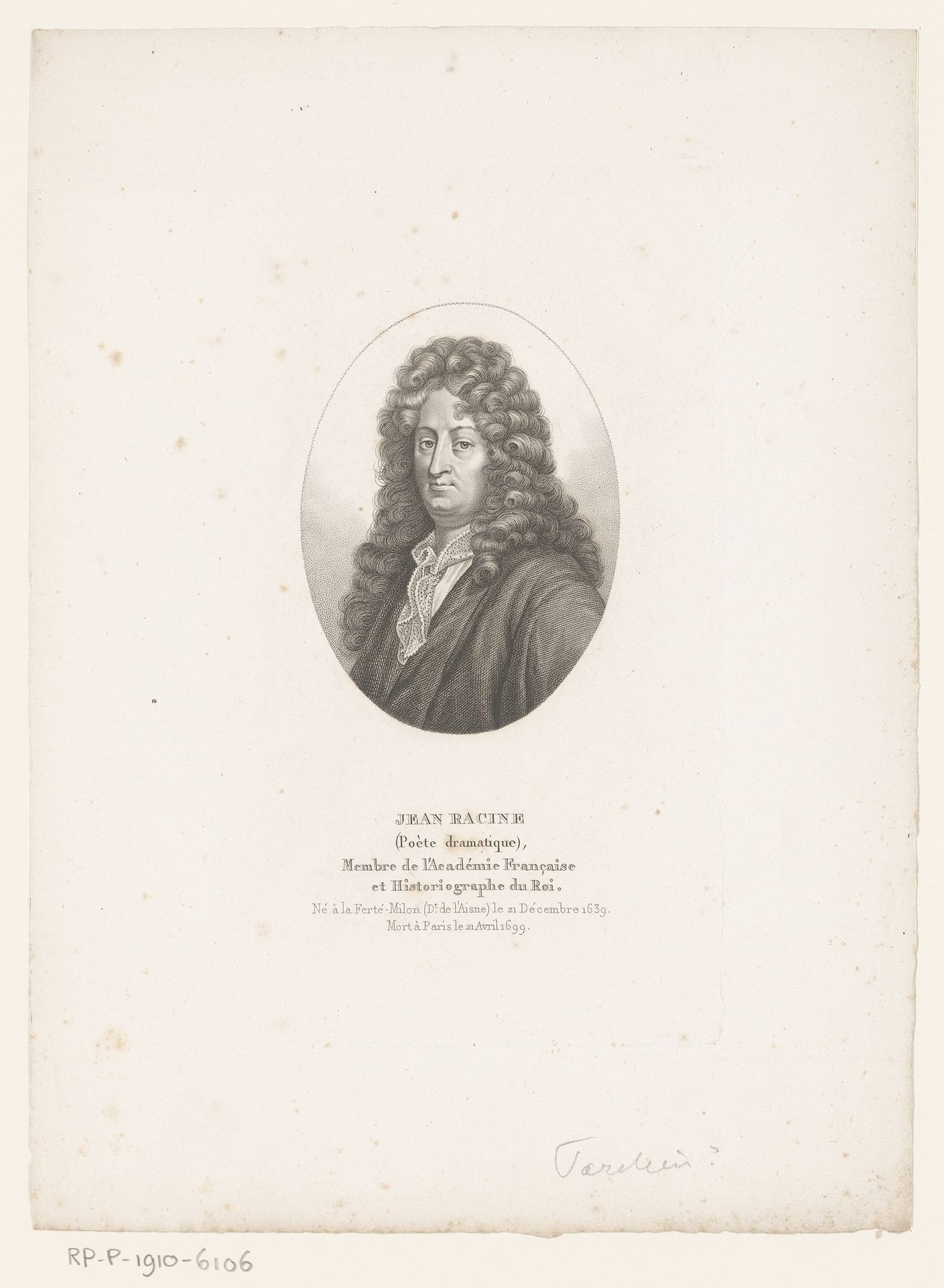 Portret van Jean Racine by Ambroise Tardieu