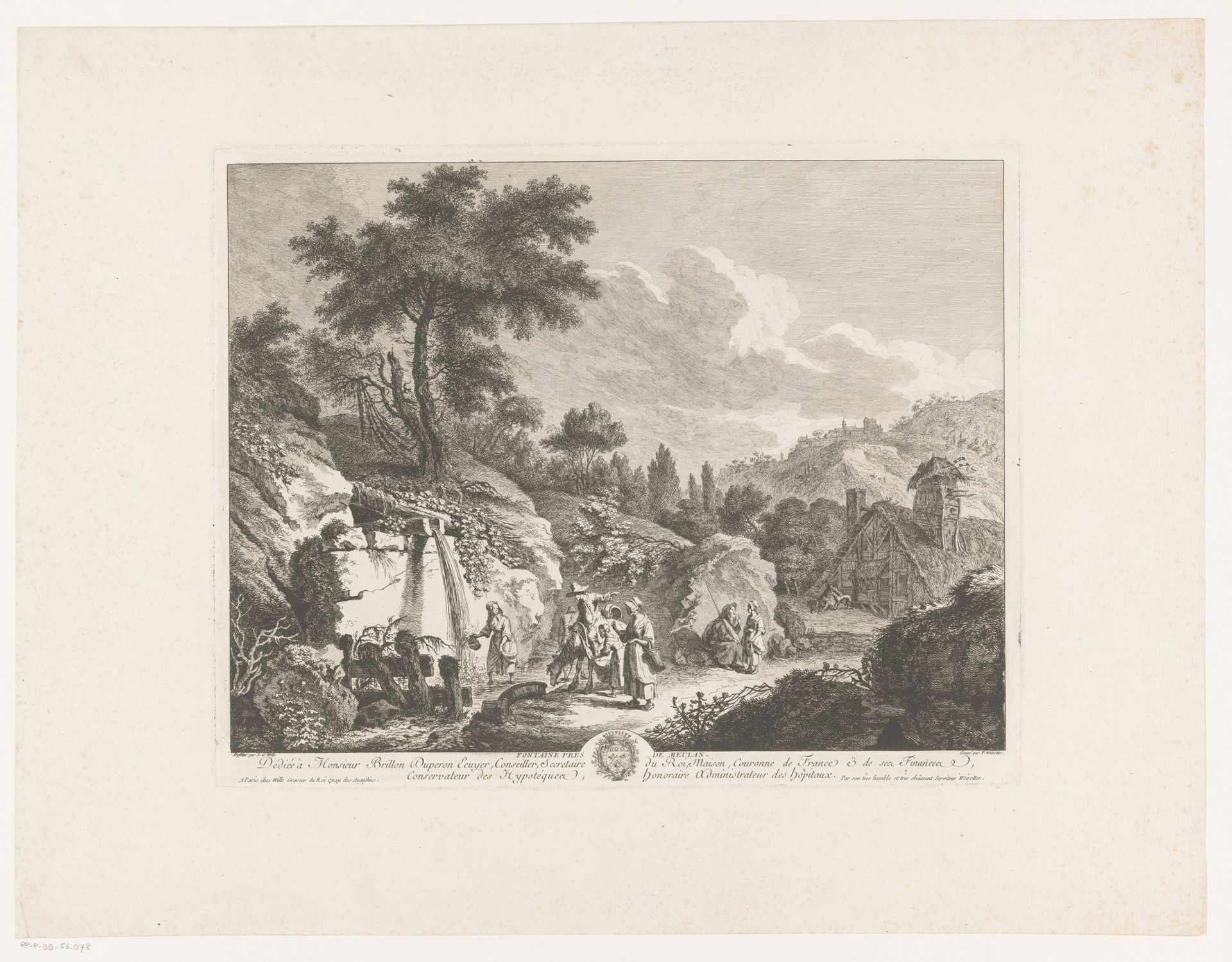 Landschap met fontein in de buurt van Meulan by Franz Edmund Weirotter