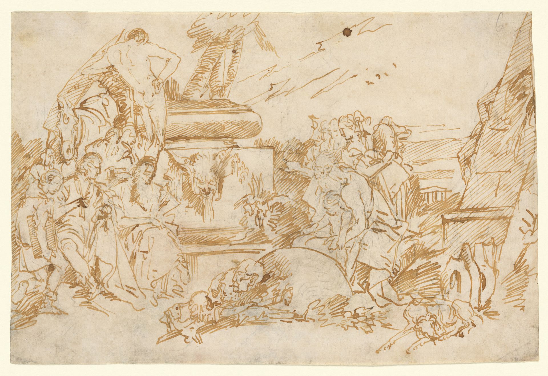 Figures in Antique Dress Grouped About a Pagan Tomb by Lorenzo Baldiserra Tiepolo