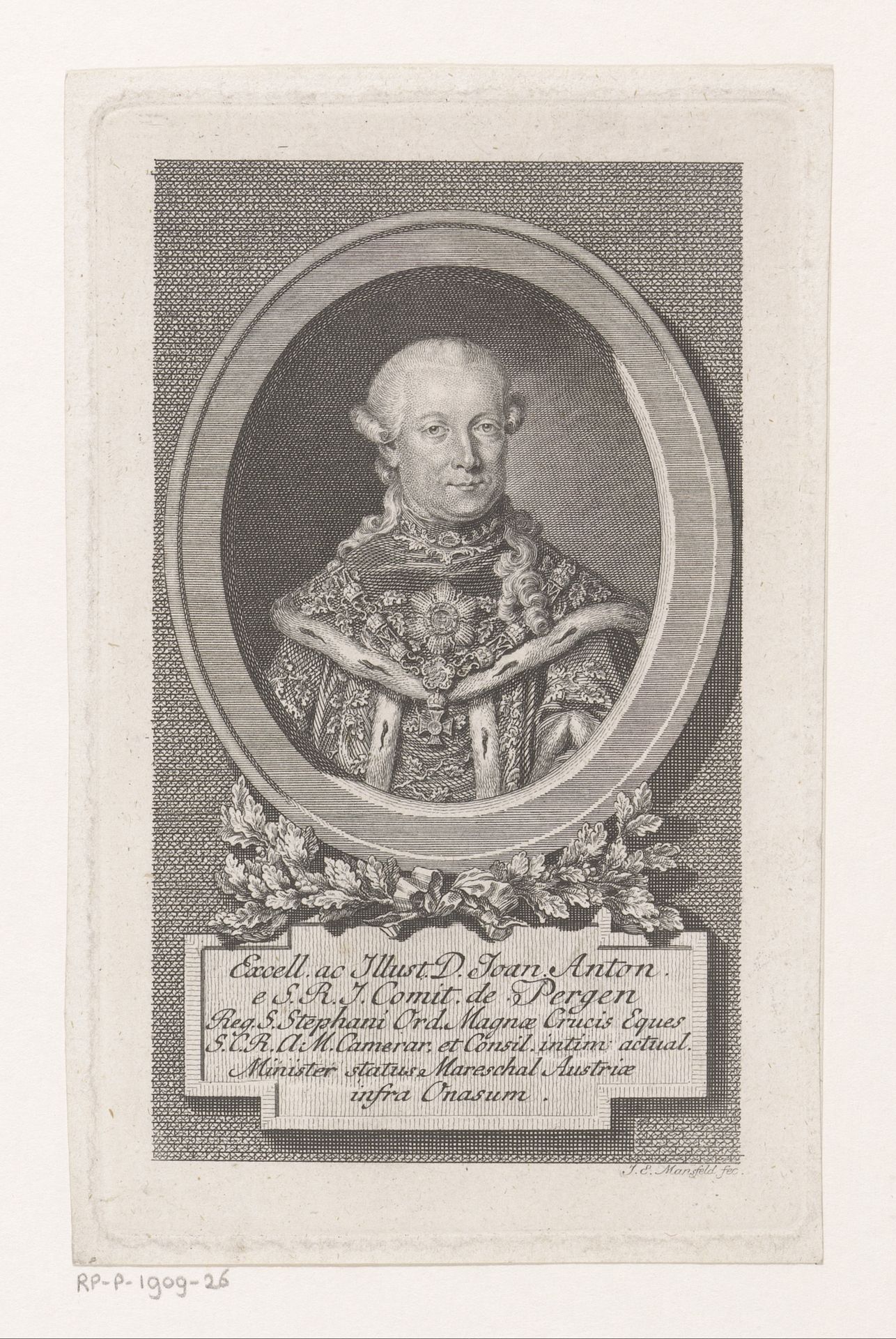 Portret van Johann Anton von Pergen by Johann Ernst Mansfeld