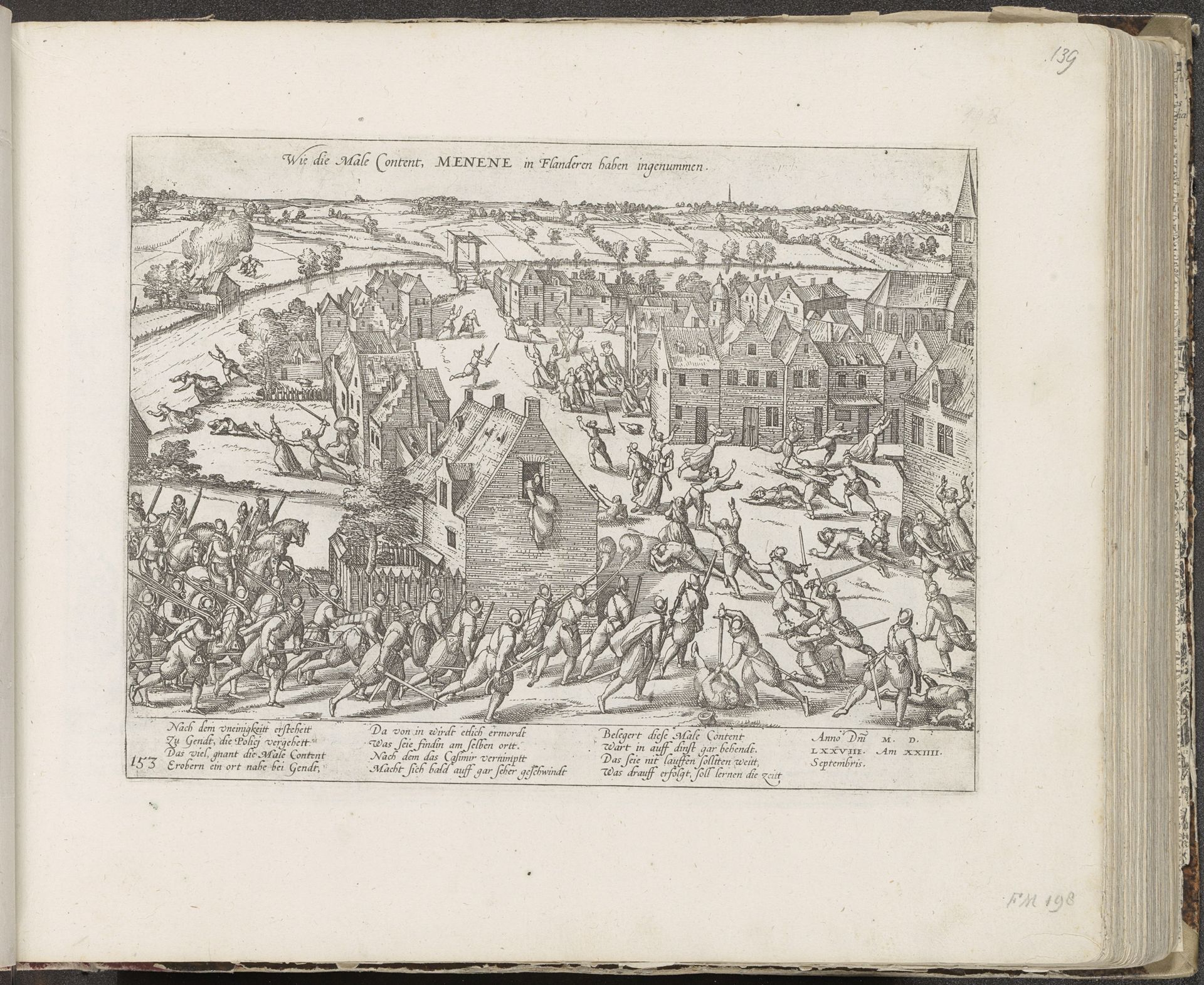 Menen veroverd door de Malcontenten, 1578 by Frans Hogenberg