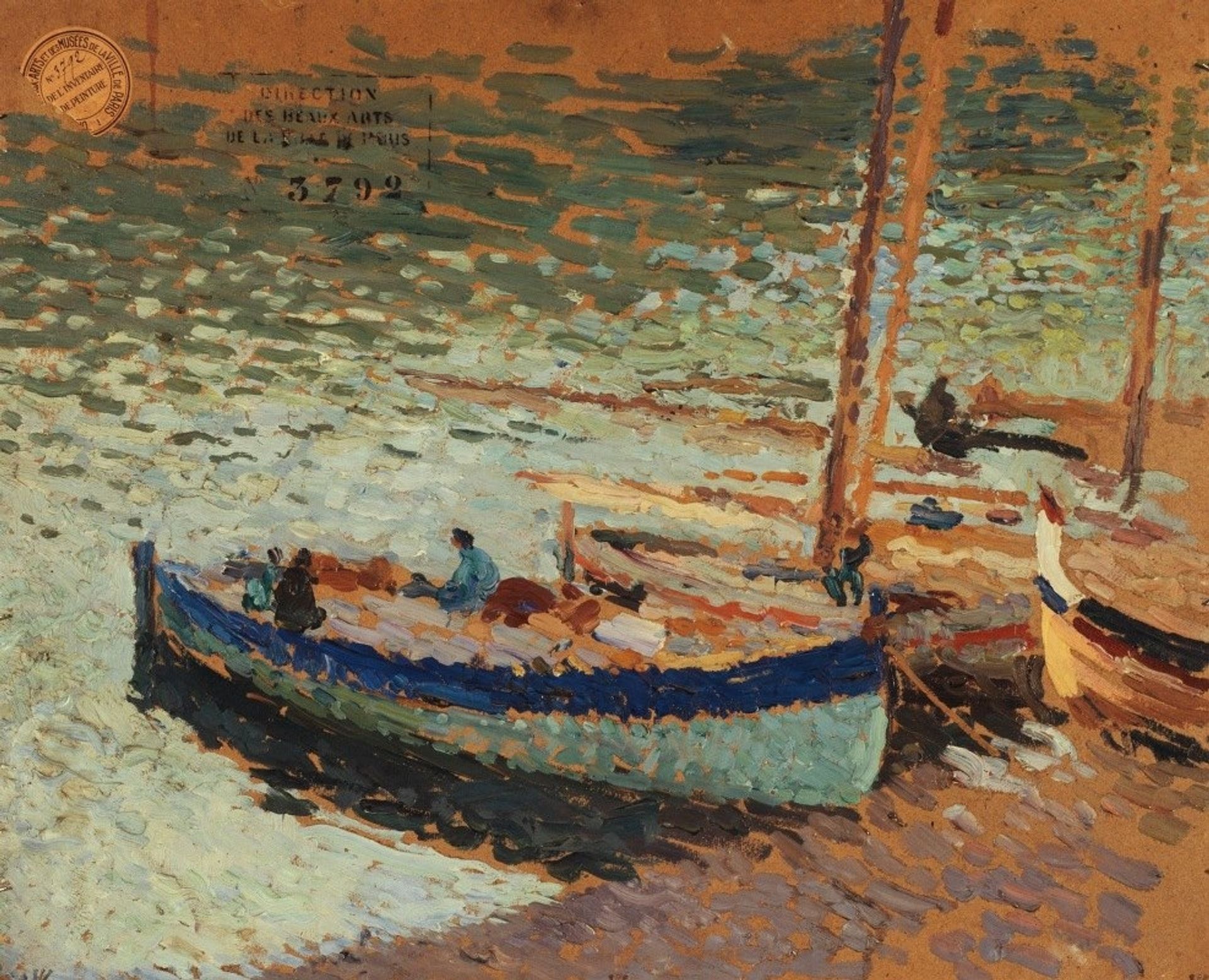 Bouquet de bleuets – Barques au port by Henri Martin